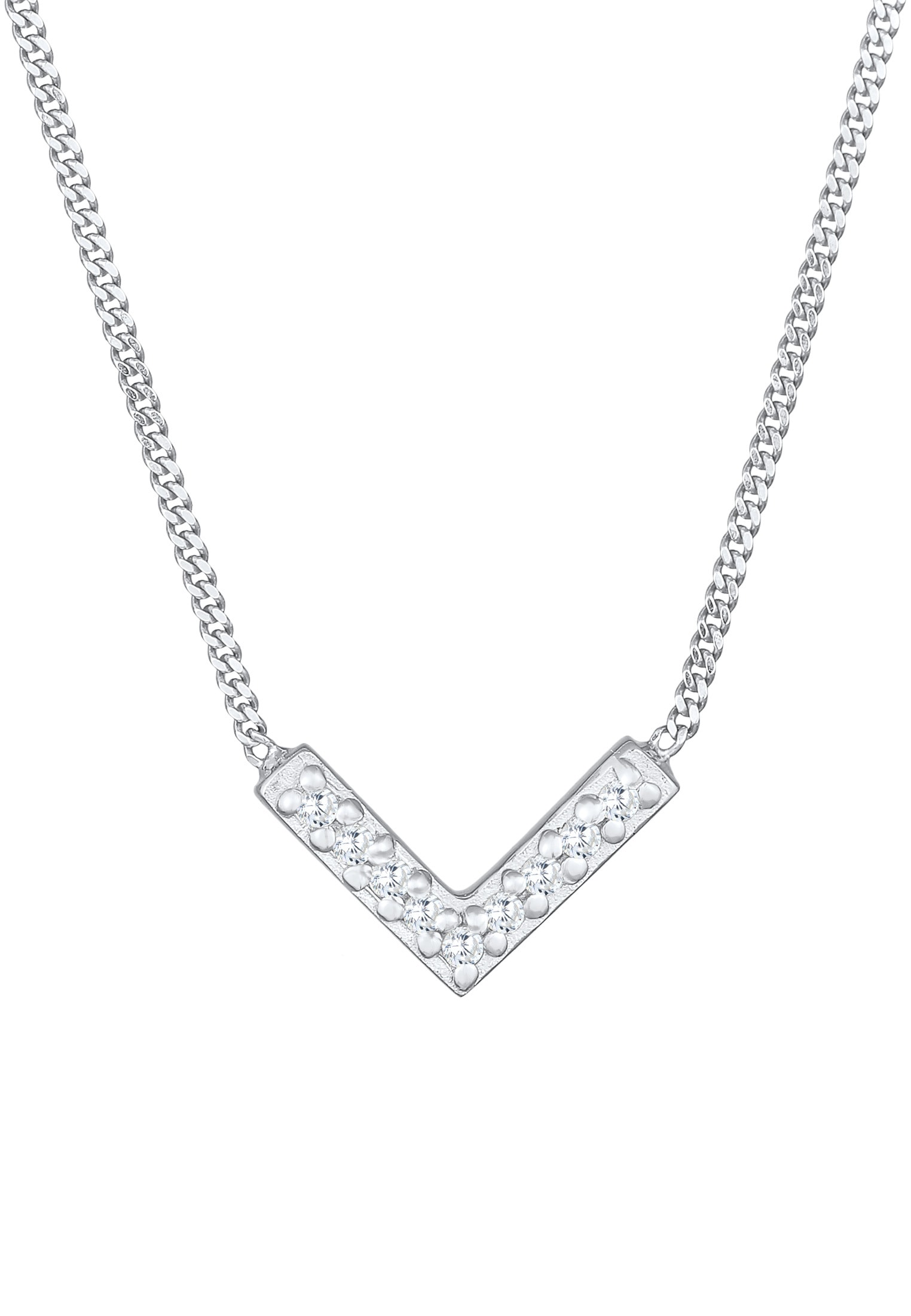Elli Silberkette »Halskette Zirkonia V-Form Elegant 925 Silber«