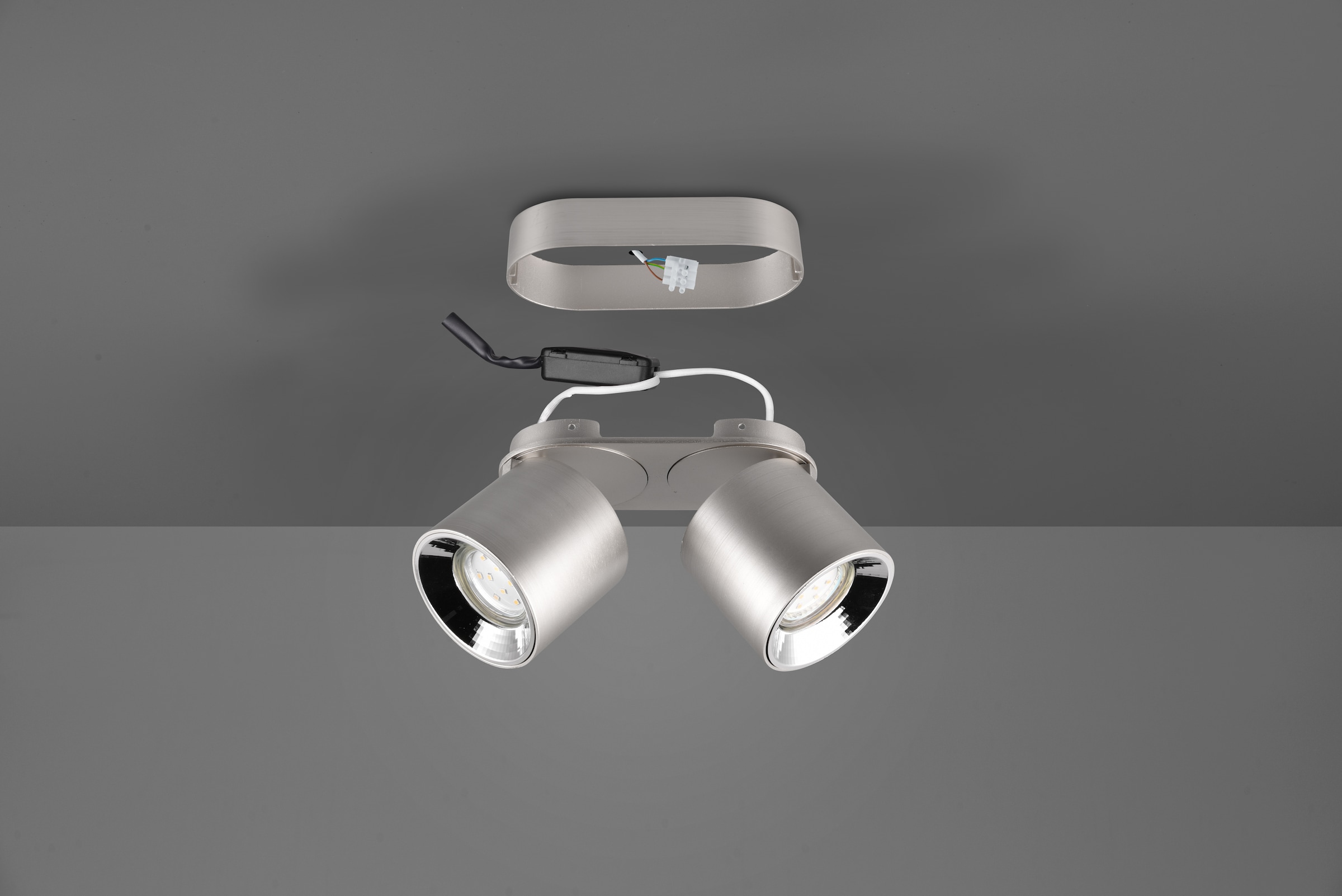 TRIO Leuchten Deckenleuchte »GUAYANA, Deckenspot 2-flammig exkl 2x GU10 max 10W Spot verstellbar«, 2 flammig, Leuchtmittel GU10 | Leuchtmittel wechselbar, als Aufbauspot oder Einbauspot nutzbar Spot schwenkbar und drehbar
