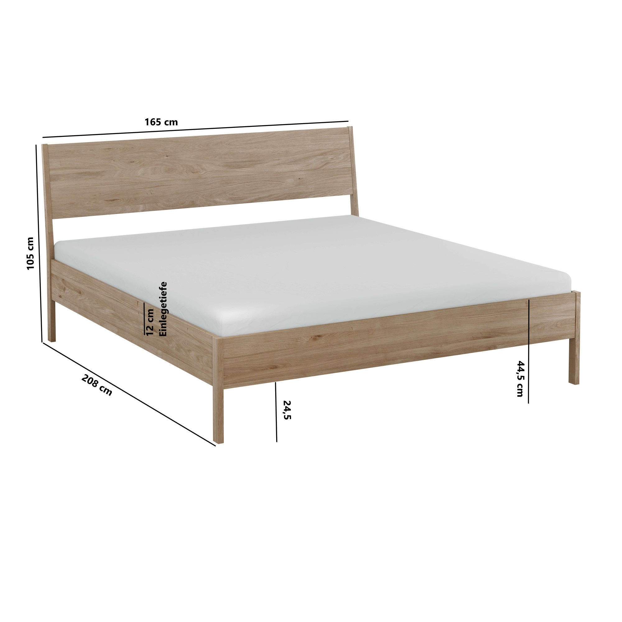 Home affaire Bett »Nord, Bettgestell, Eichefurnier« skandinavisches und minimalistisches Design, natürliche Eleganz