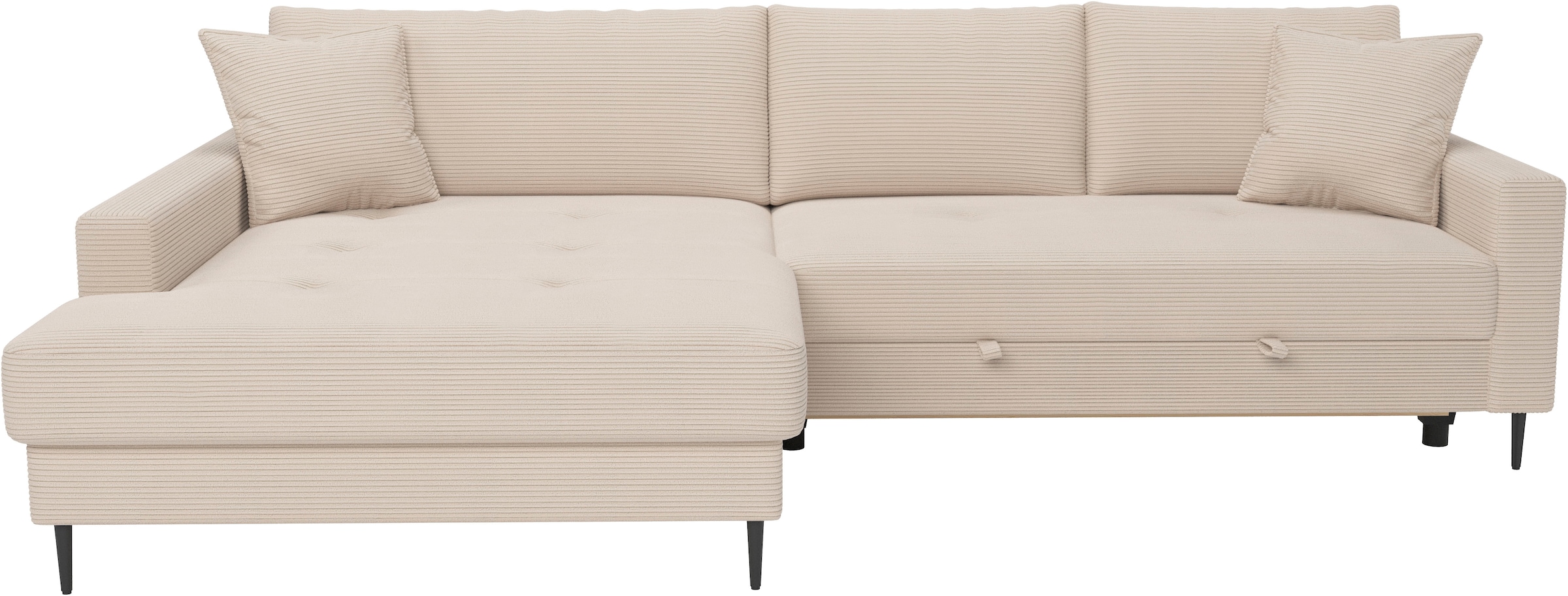 OTTO home Ecksofa »Summer L-Form, B: 284 cm, Schlaffunktion, 2 Zierkissen« optional mit Kopfstützen, Wellenfederung, frei stellbar