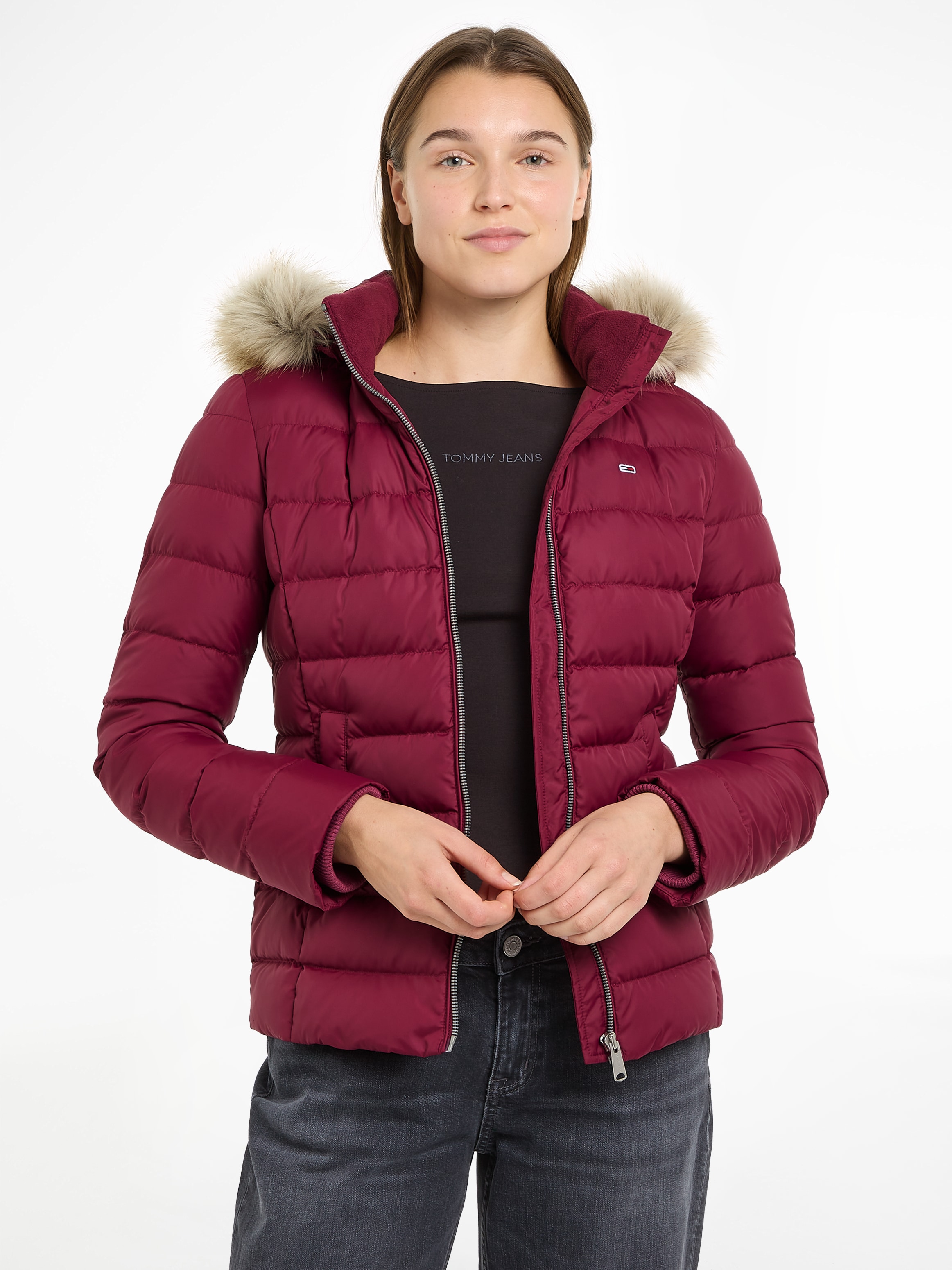 Tommy Jeans Steppjacke »TJW BASIC HOODED DOWN JACKET EXT«, mit Kapuze, mit Logostickerei