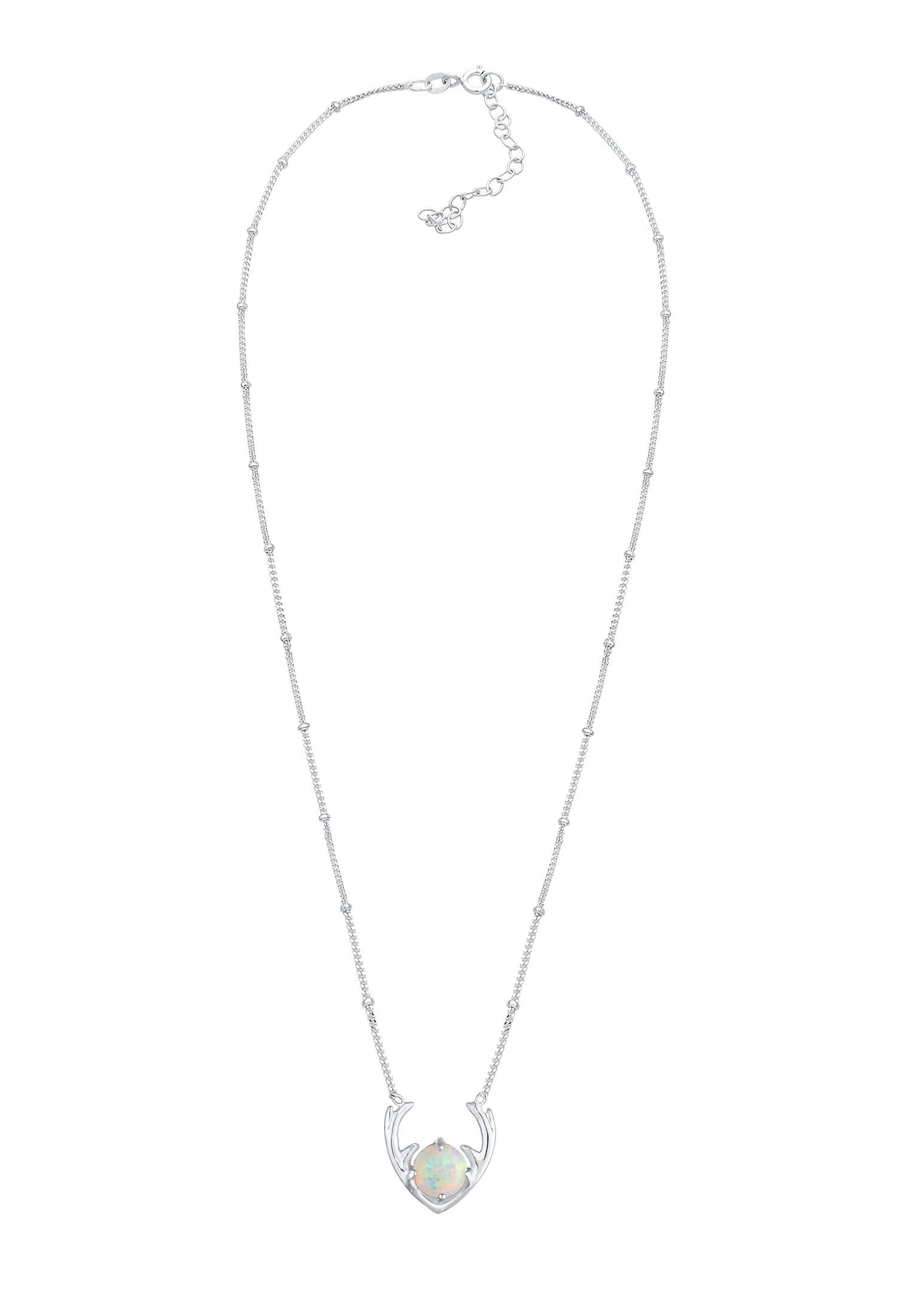 Elli Silberkette »Halskette Synthetischer Opal Rentier Geweih 925 Silber«