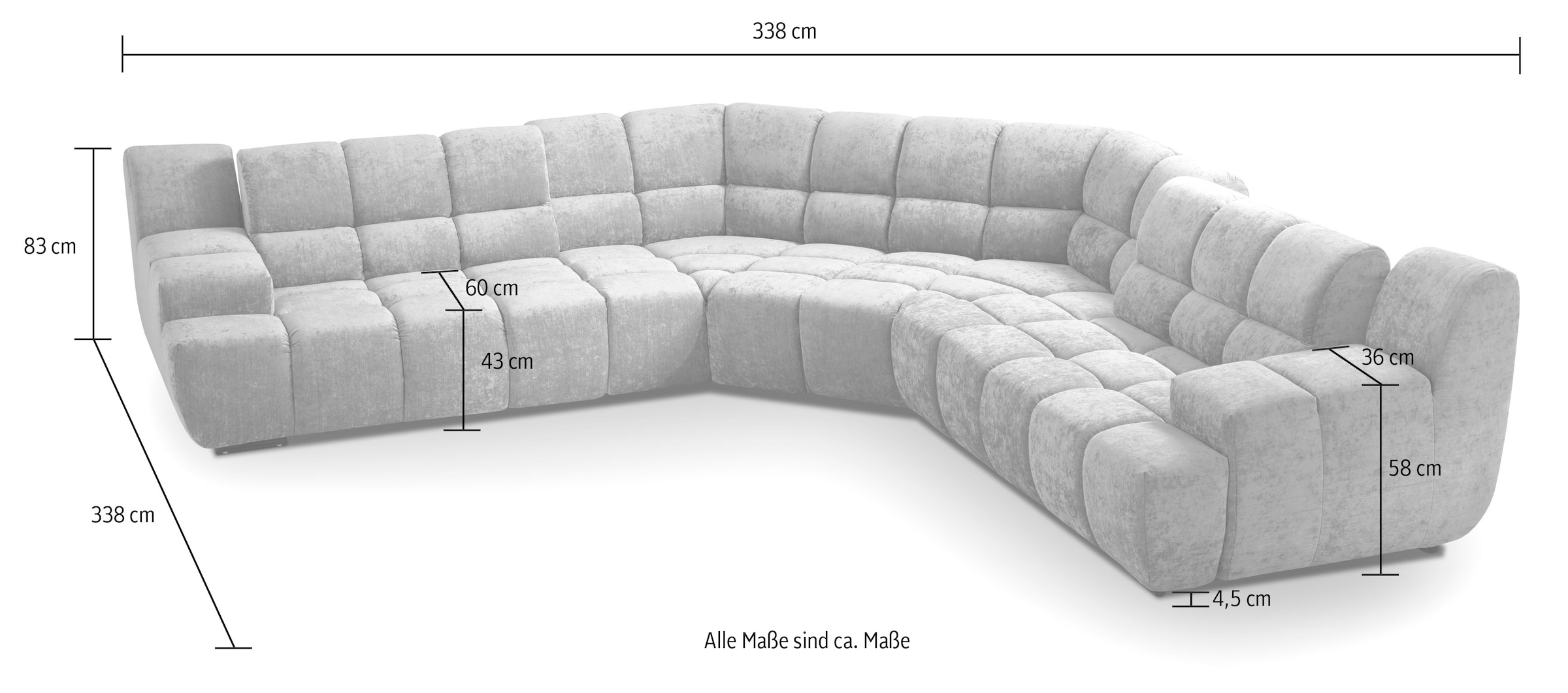 designwerk Ecksofa »Cielo L-Form, Design und aufwendige Detailverarbeitung« mit Sitztiefenverstellung
