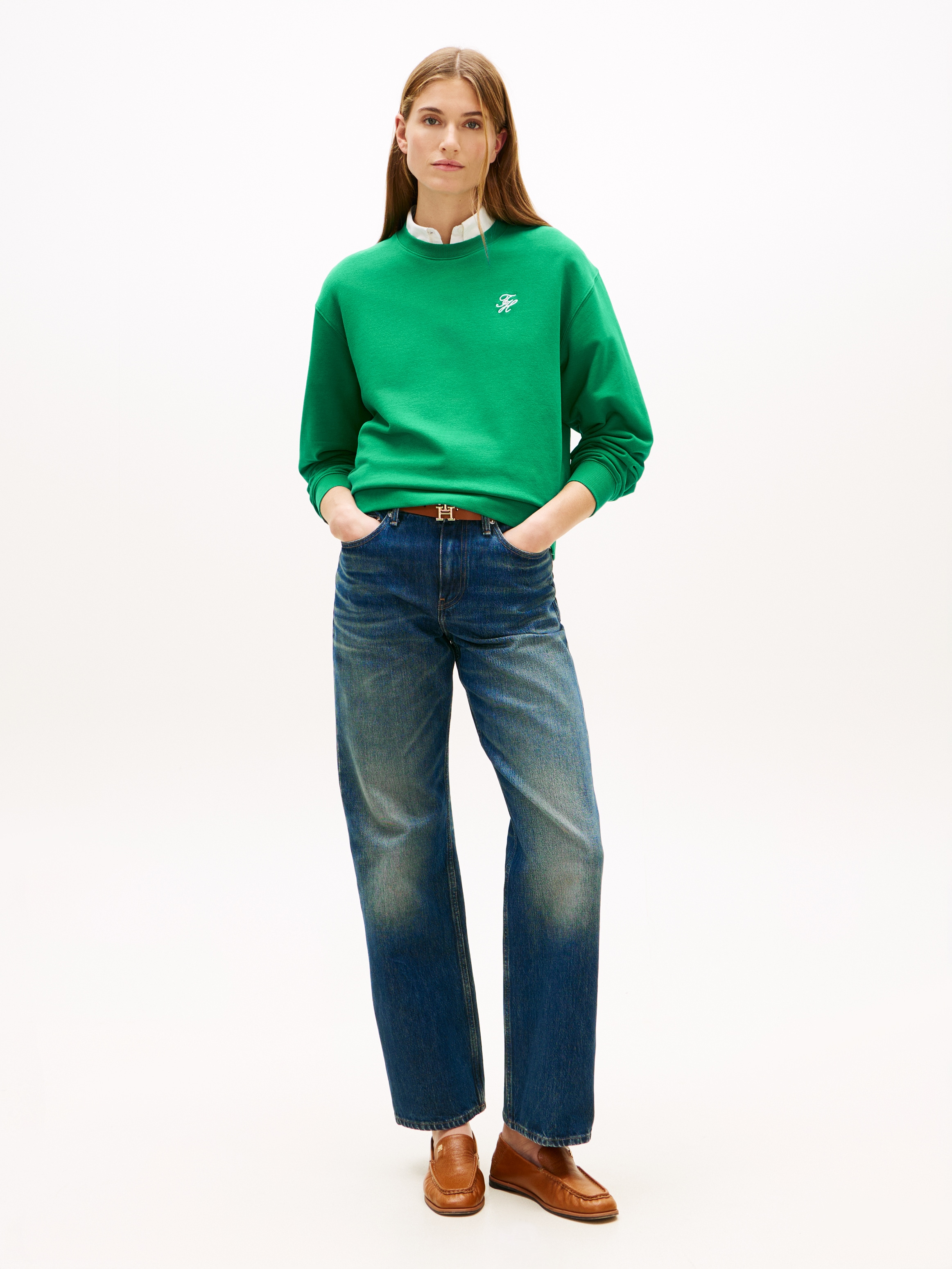 Tommy Hilfiger Sweatshirt »TH SCRIPT REG SWEATSHIRT«, mit kleinem Logo-Stick
