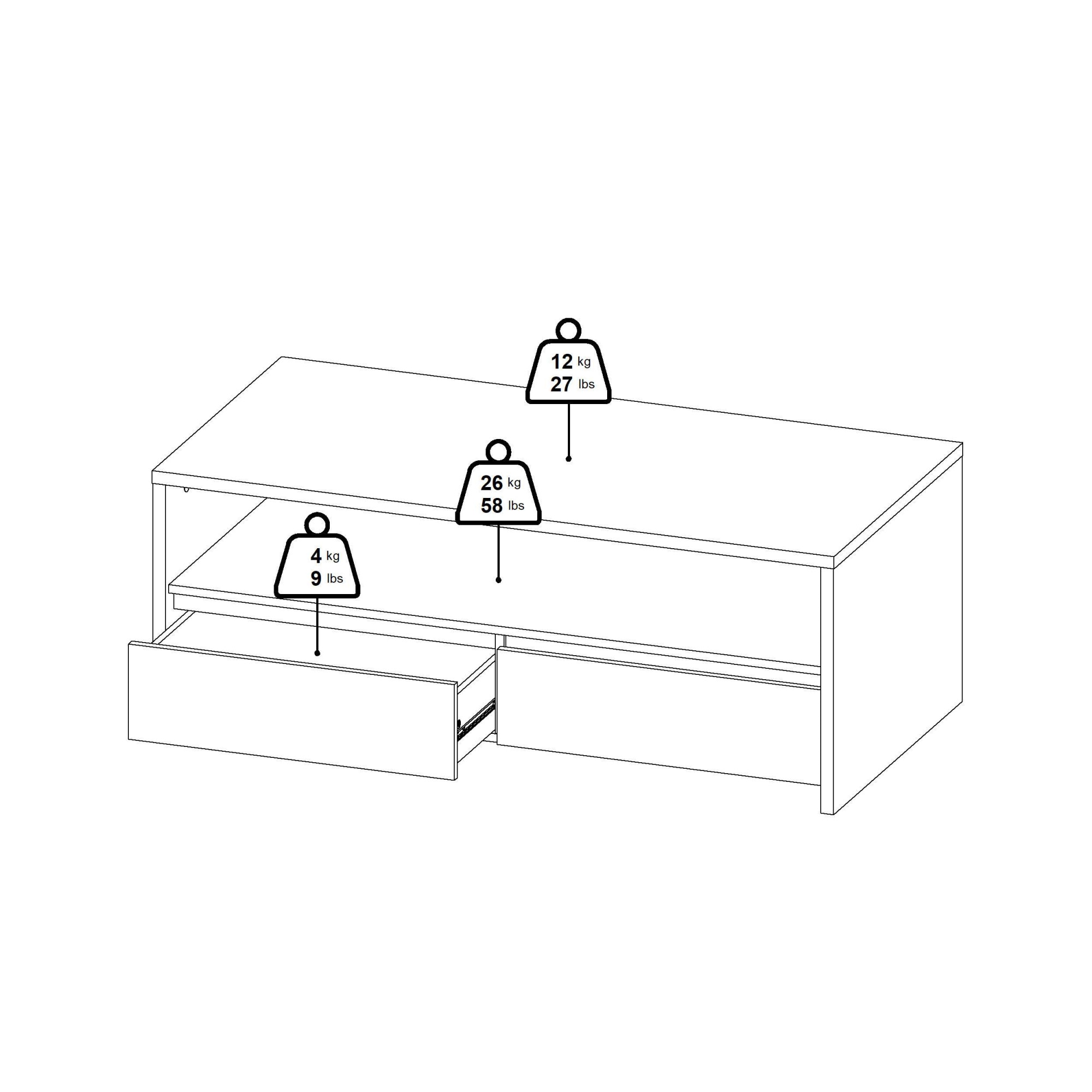 INOSIGN Couchtisch »Next Beistelltisch, Wohnzimmertisch, Abstelltisch,«, Ablagefläche, 2 Schubladen, Breite 120 cm, Höhe 45 cm