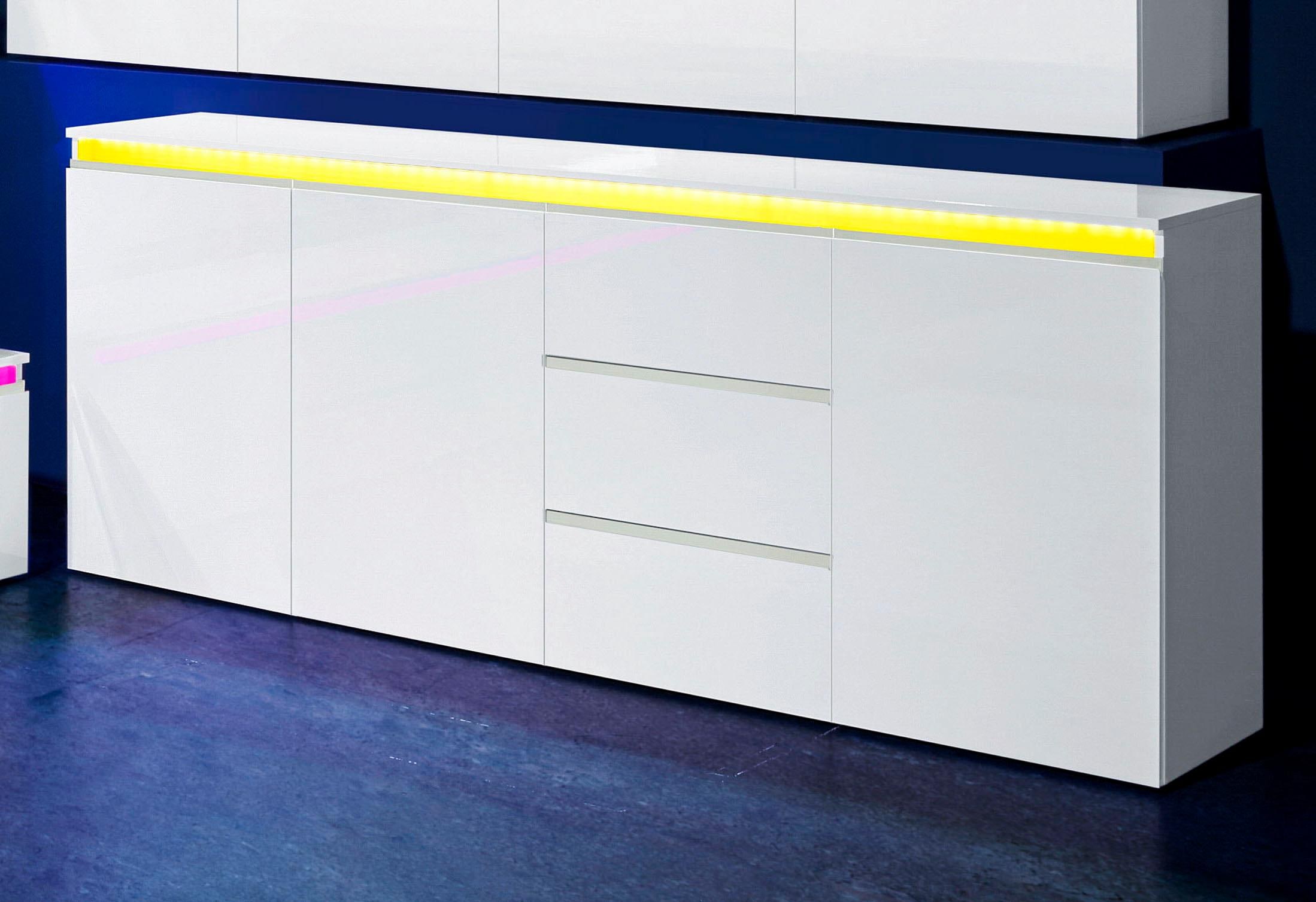 INOSIGN Sideboard »Magic, Kommode, Schrank, Kredenz«, mit 3 Türen und 3 Schubkästen Hochglanz lackiert (B/T/H) 200x40x80 cm