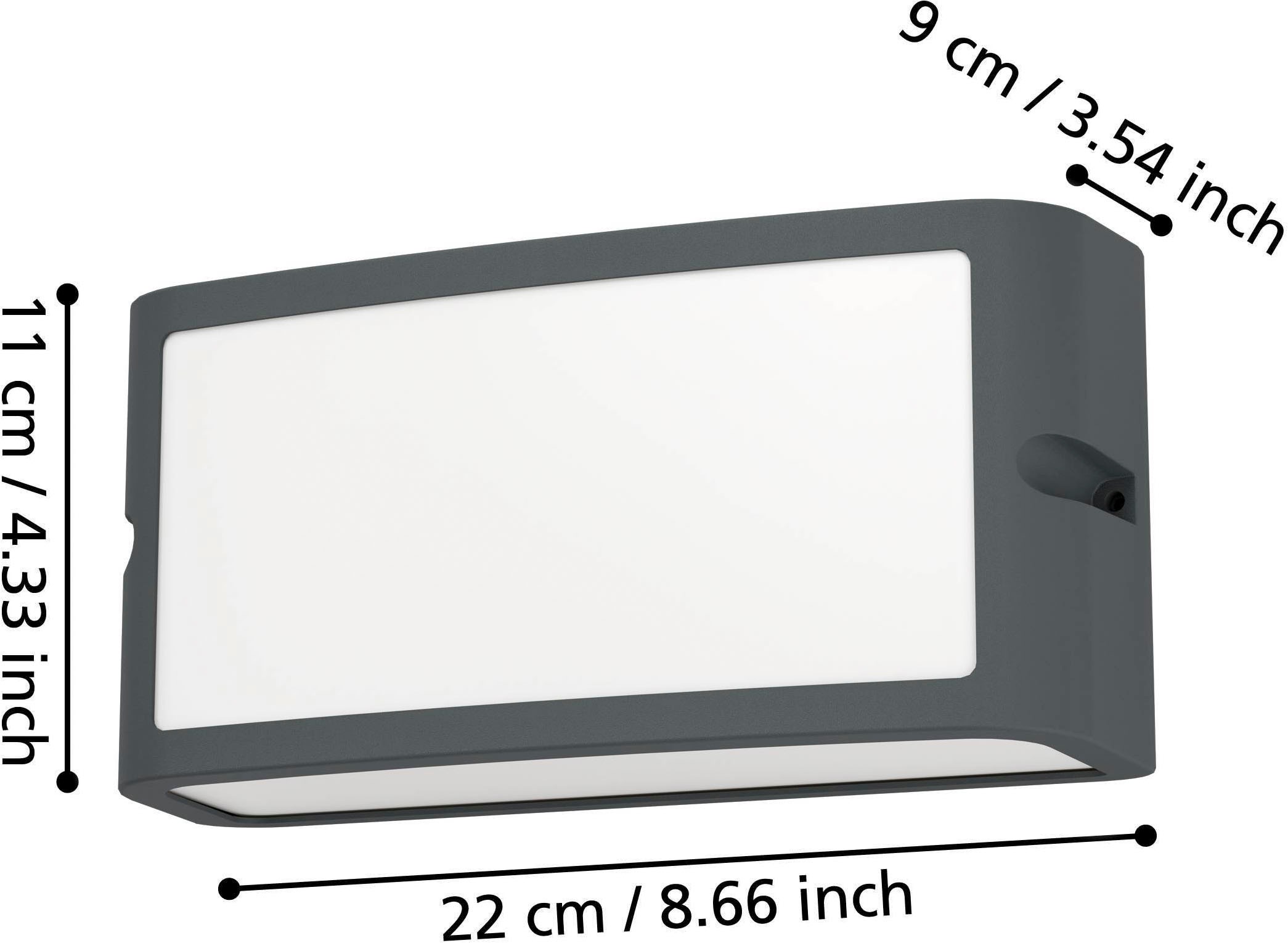 EGLO Wandleuchte »Camarda Wandlampe, rechteckige Außenleuchte, Außenwandleuchte, IP54« LED-Modul 1 Stk. Neutralweiß Wand-/Deckenleuchte - L22 x H11 x AL9 cm - anthrazit - 10,5W inkl.