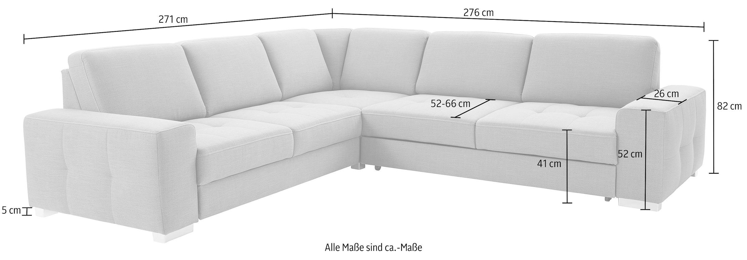 sit&more Ecksofa »Santorini L-Form« mit Federkern und Sitztiefenverstellung, wahlweise mit Bettfunktion