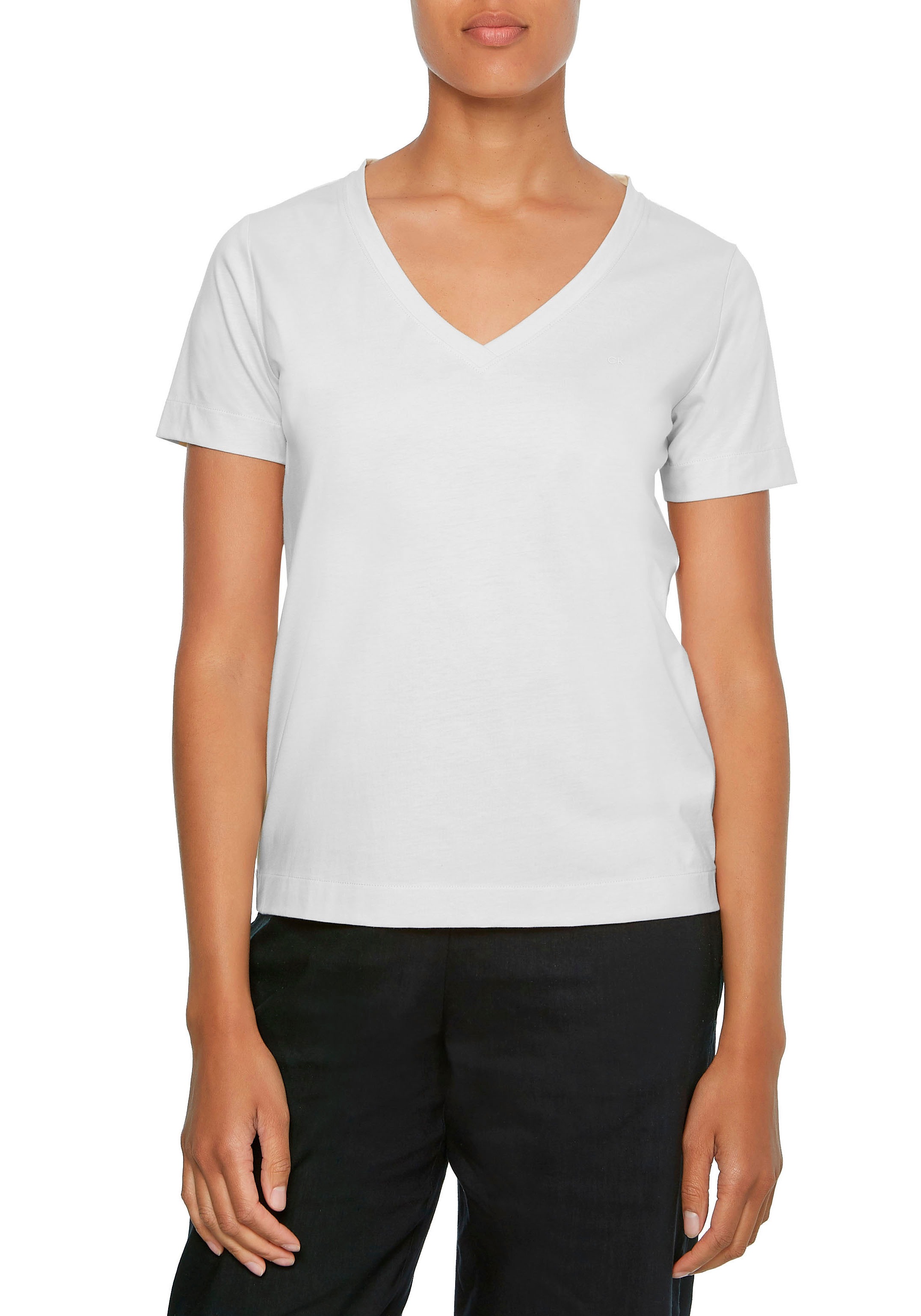 Calvin Klein V-Shirt »LIQUID TOUCH V NECK TEE«, mit kleinem CK Logo-Monogramm kaufen