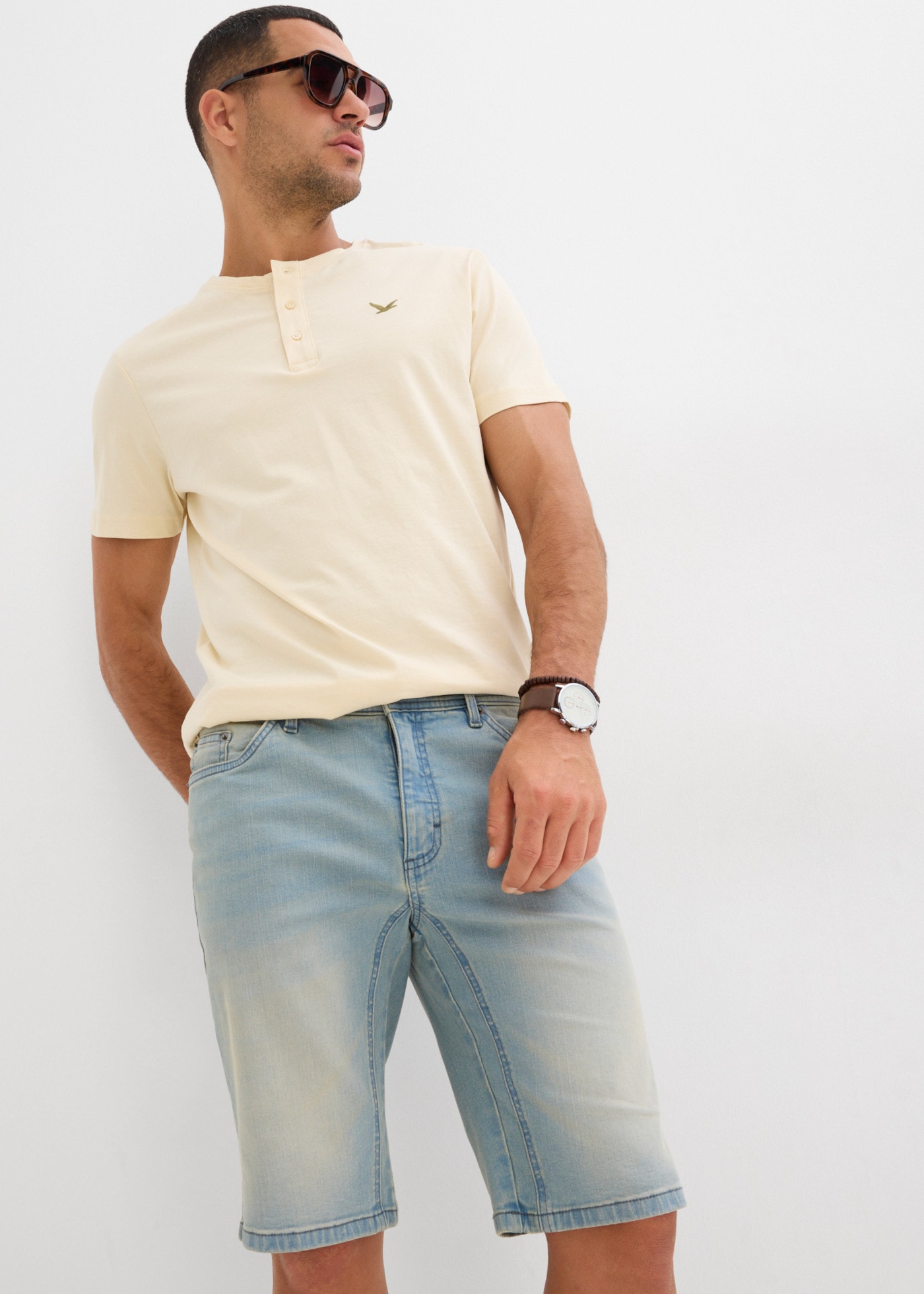 bonprix Bermudas  mit Used-Effekt, regular fit, aus hautfreundlicher Baumwolle