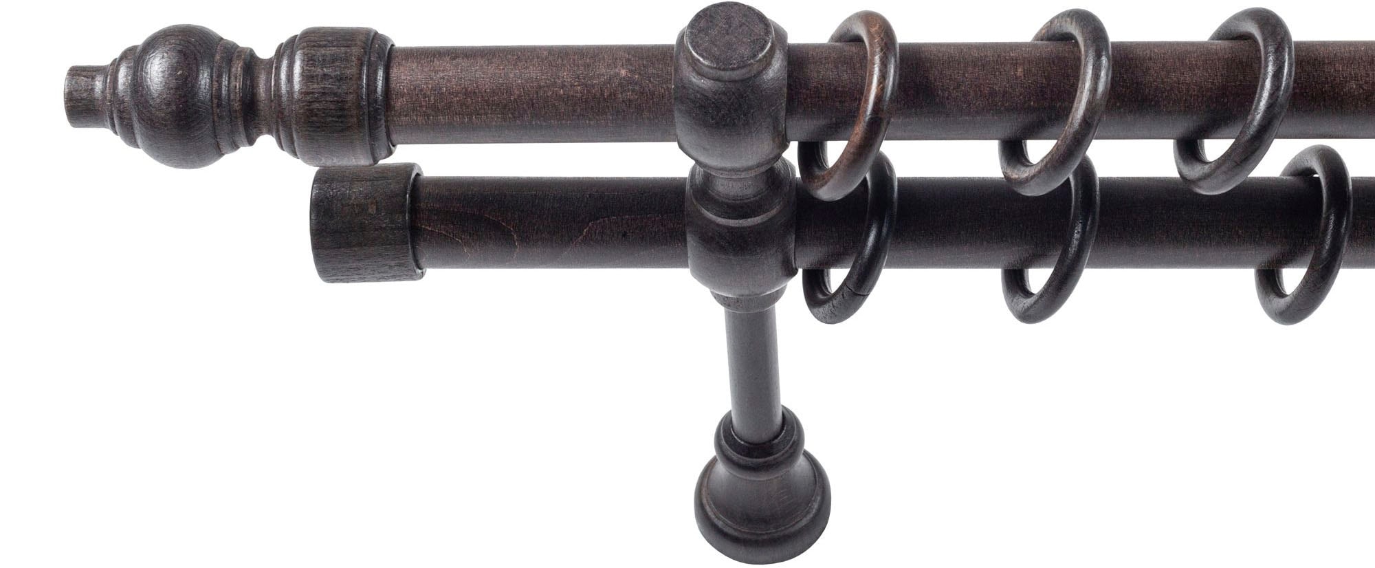 SN DECO GROUP Gardinenstange »Filigrano« 2 läufig-läufig Fixmaß 28 mm, Holz, verschiedene Längen und Farben, Komplettset