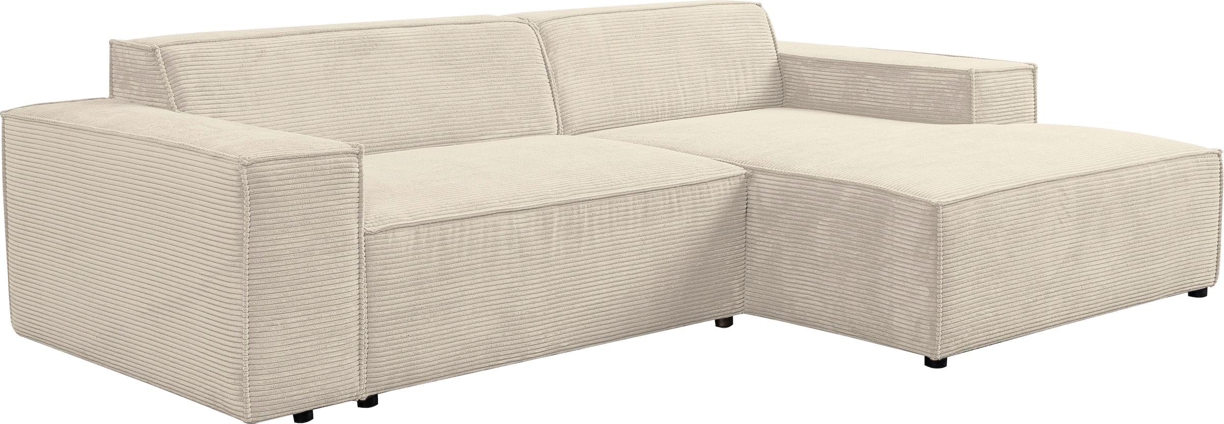 WERK2 Ecksofa »Trento 268 cm breit zeitlos, elegant &, kubisches Design« Cord, L-Form,  extra weiche und tiefe Sitzfläche
