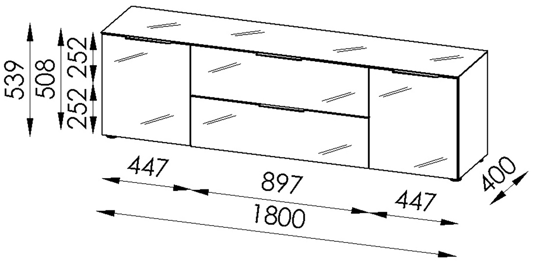 Manjana Möbel Lowboard »Lowboard mit Chrom oder Schwarz matten Metallgriffen«