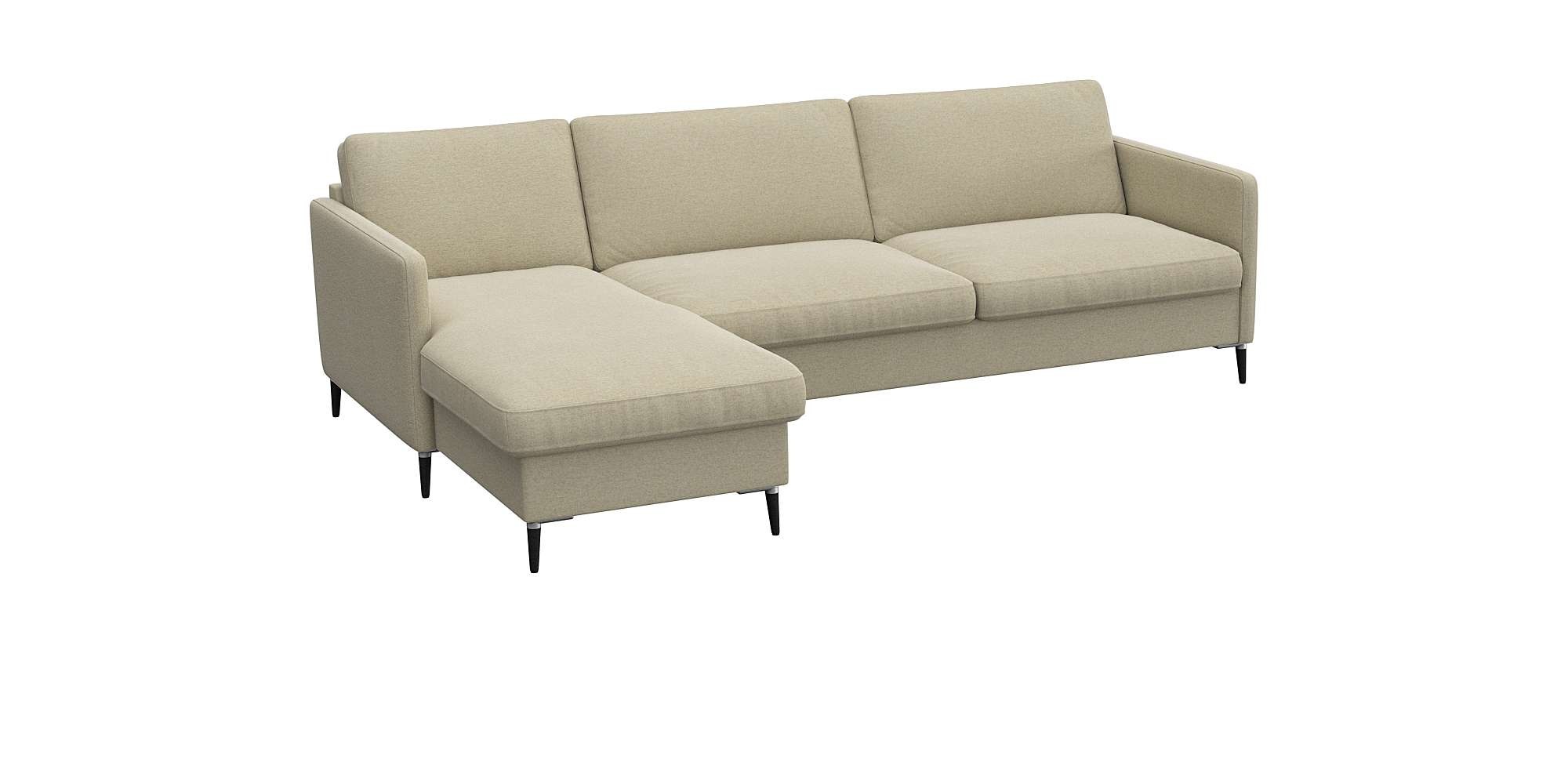 FLEXLUX Ecksofa »Fiore, L-Form« schmale Armlehnen, Kaltschaum, Füße Alu+schwarz