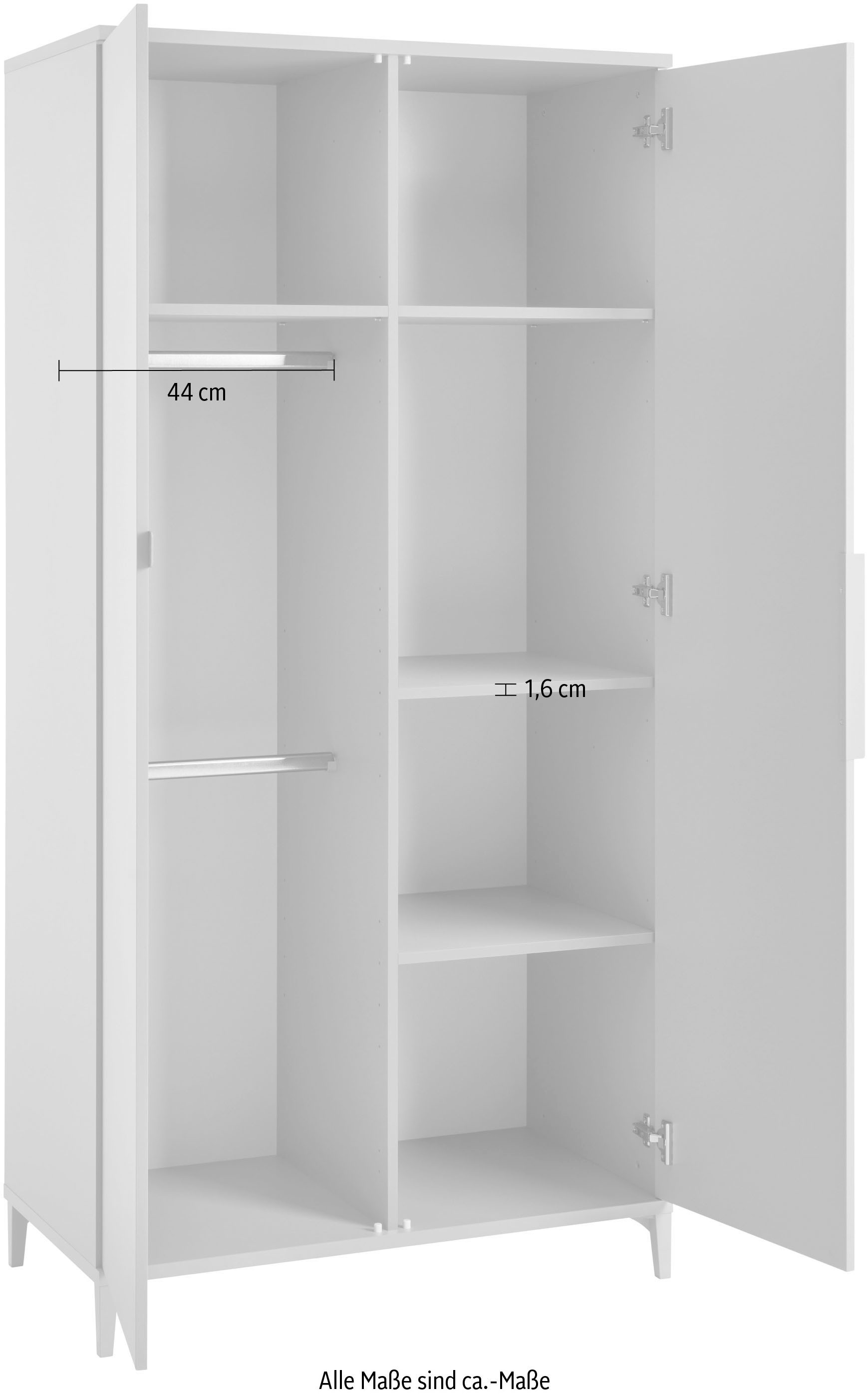 YUNY by PAIDI Kleiderschrank »BROTHER STU mit 2 Türen, inklusive 4 Einlegeböden und 2 Kleiderstangen«, (B/H/T ca. 95x195x52cm, Taupe), yuny by PAIDI