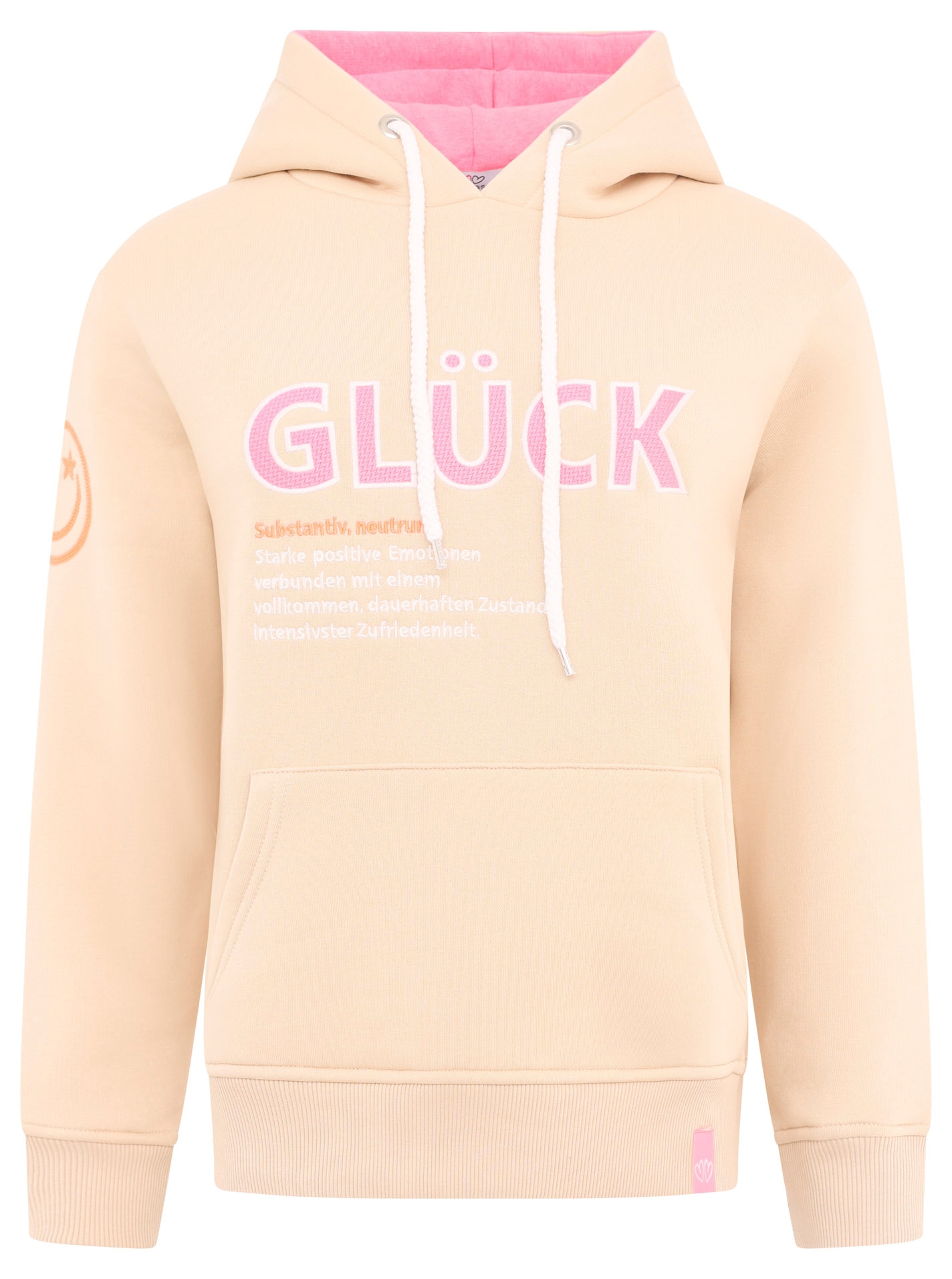 Zwillingsherz Hoodie »"Glück"«, mit Schriftzug Glück und Kängurutaschen