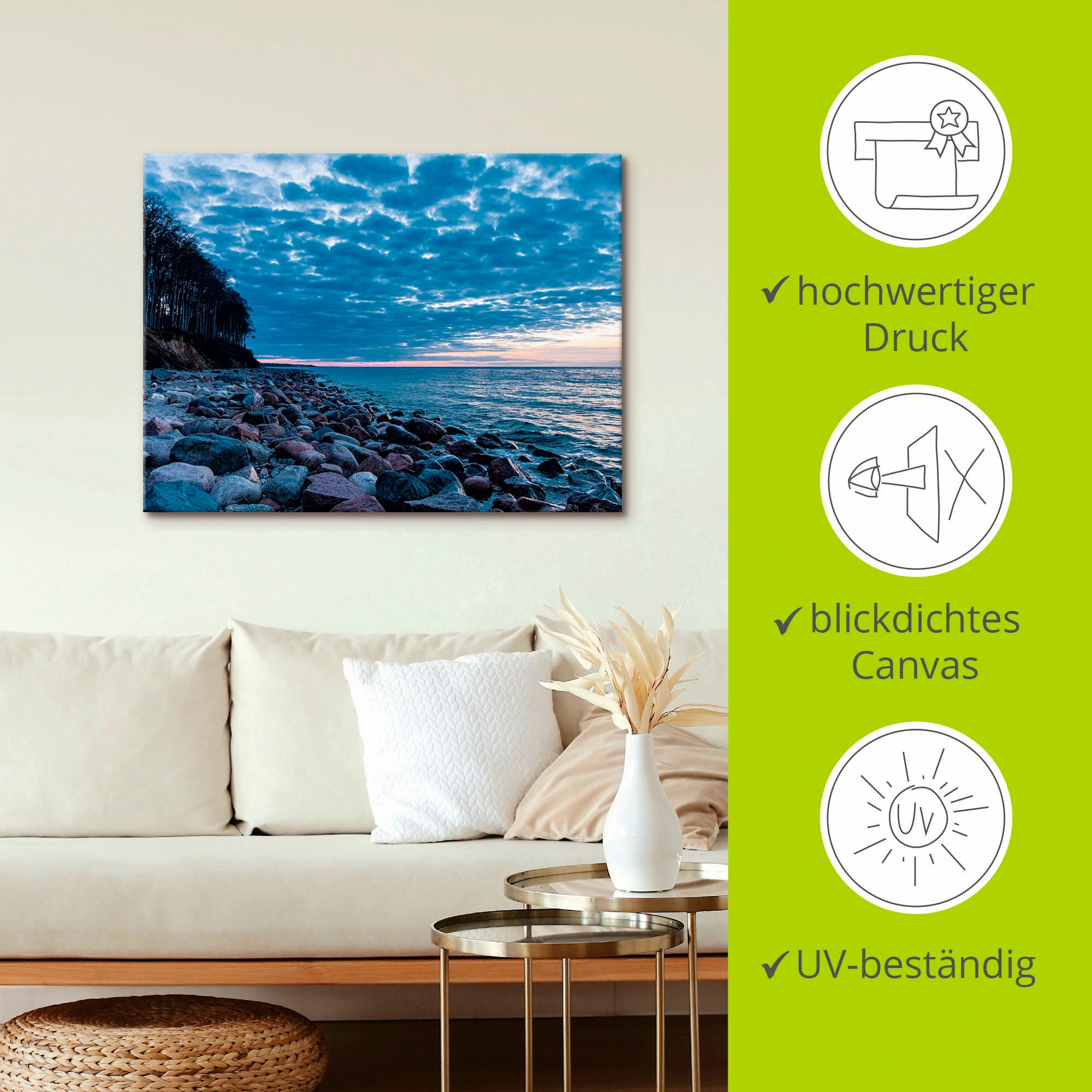 Artland Wandbild »Steine an der Küste der Ostsee«, Küste, (1 St.), als Leinwandbild, Wandaufkleber in verschied. Größen