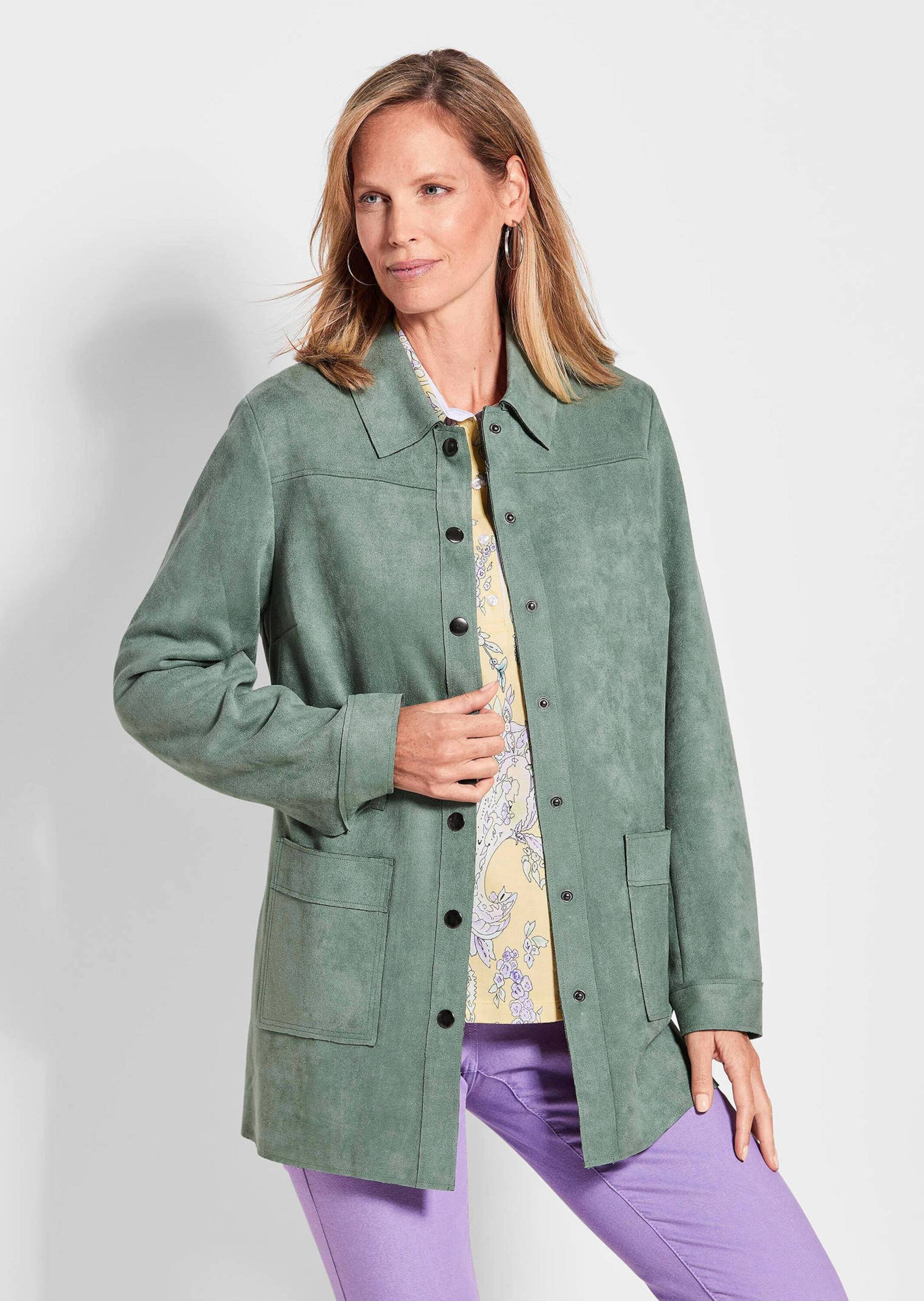 GOLDNER Kurzjacke »Outdoorjacke aus Veloursimitat in Grün«