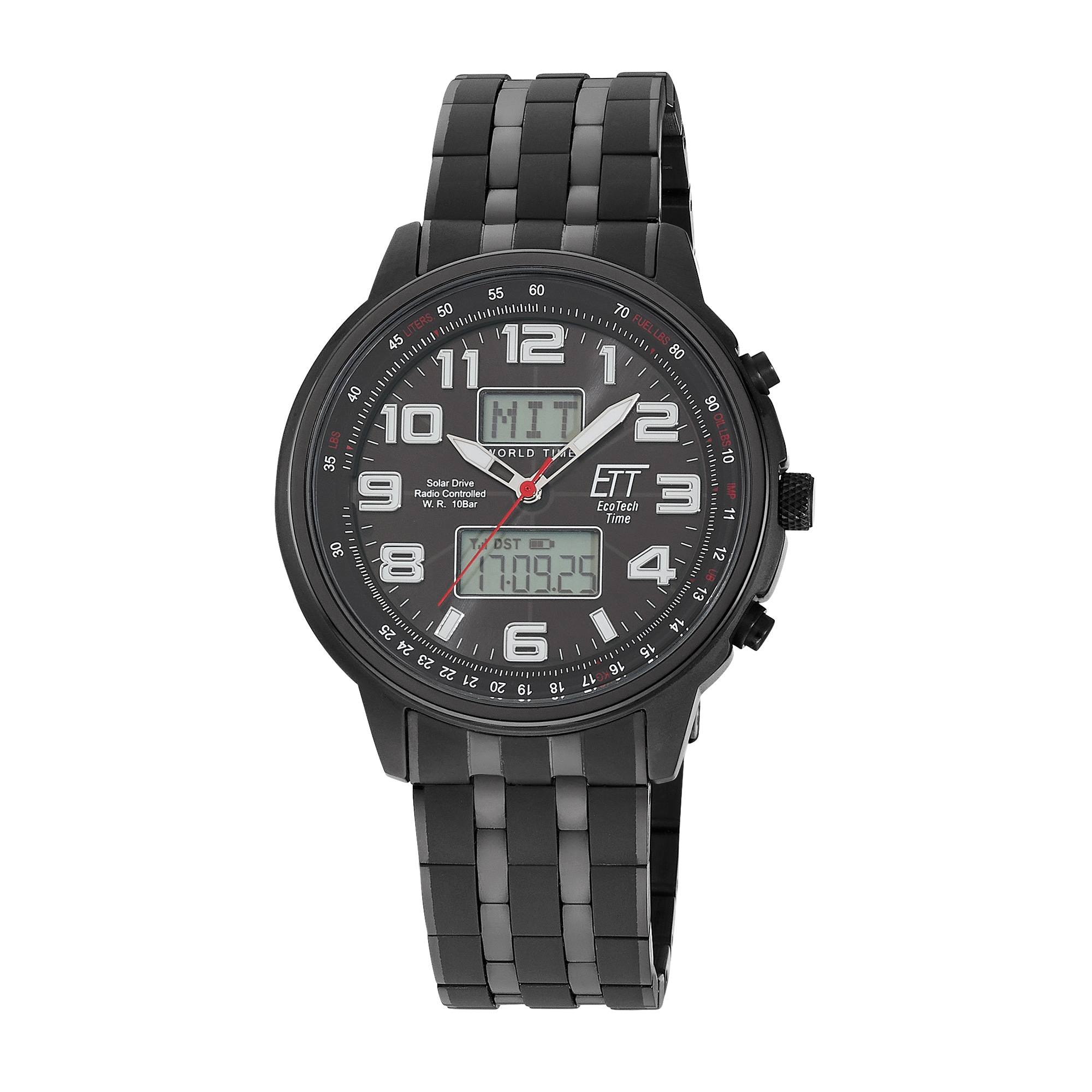 Ett Damen Funkchronograph »Hunter« Armbanduhr, Solar, Herrenuhr, Edelstahlarmband, analog, digital