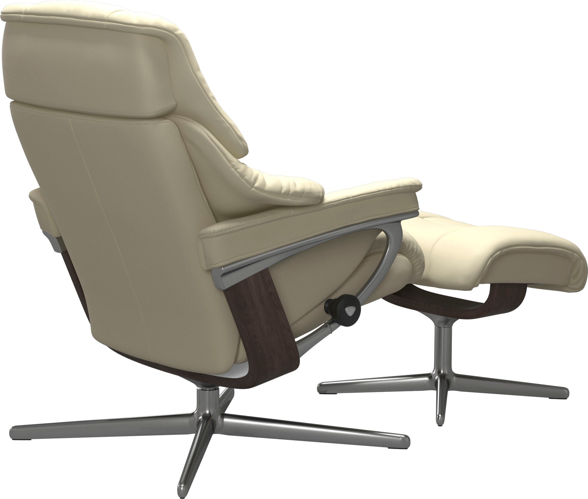 Stressless® Relaxsessel »Reno«, (Set, Relaxsessel mit Hocker), mit Hocker, mit Cross Base, Größe S, M & L, Holzakzent Wenge