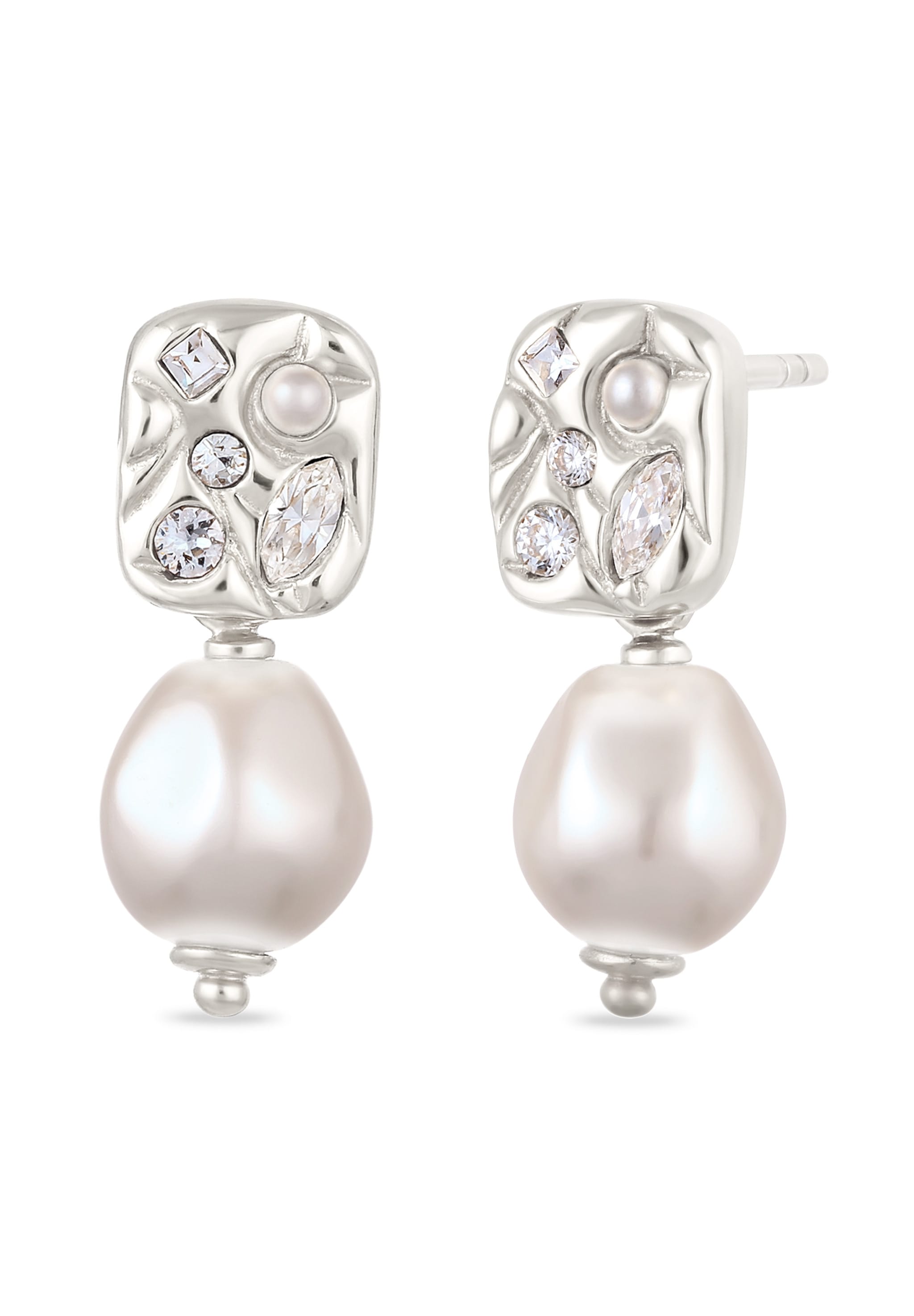 Elli Paar Ohrstecker »Ohrringe Ohrstecker Hänger mit Perlen von Swarovski® Weiß 925 Sterling Silber«