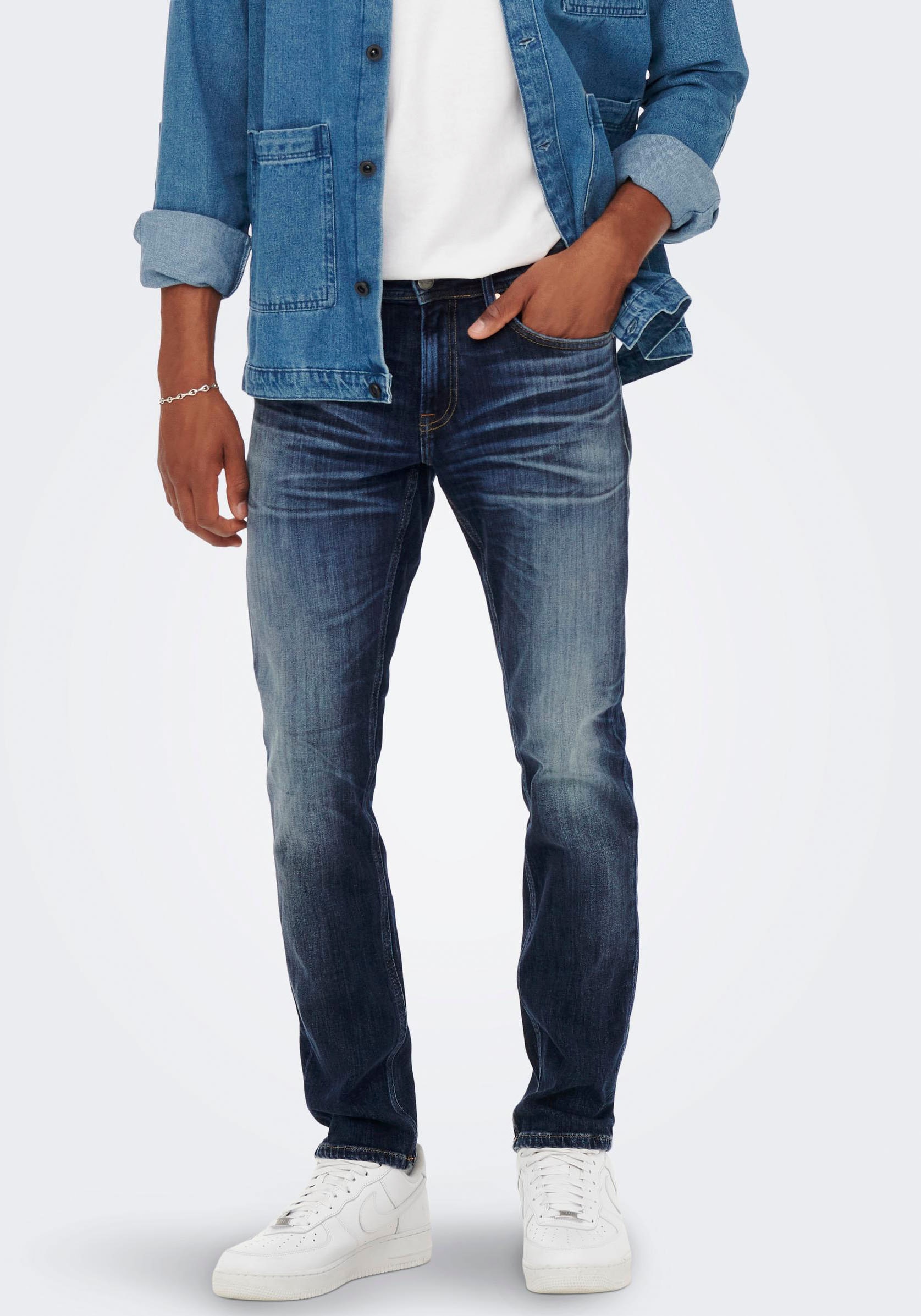 Straight-Jeans »ONSWEFT REGULAR WB 0021 TAI DNM NOOS«, im 4-Pocket-Style