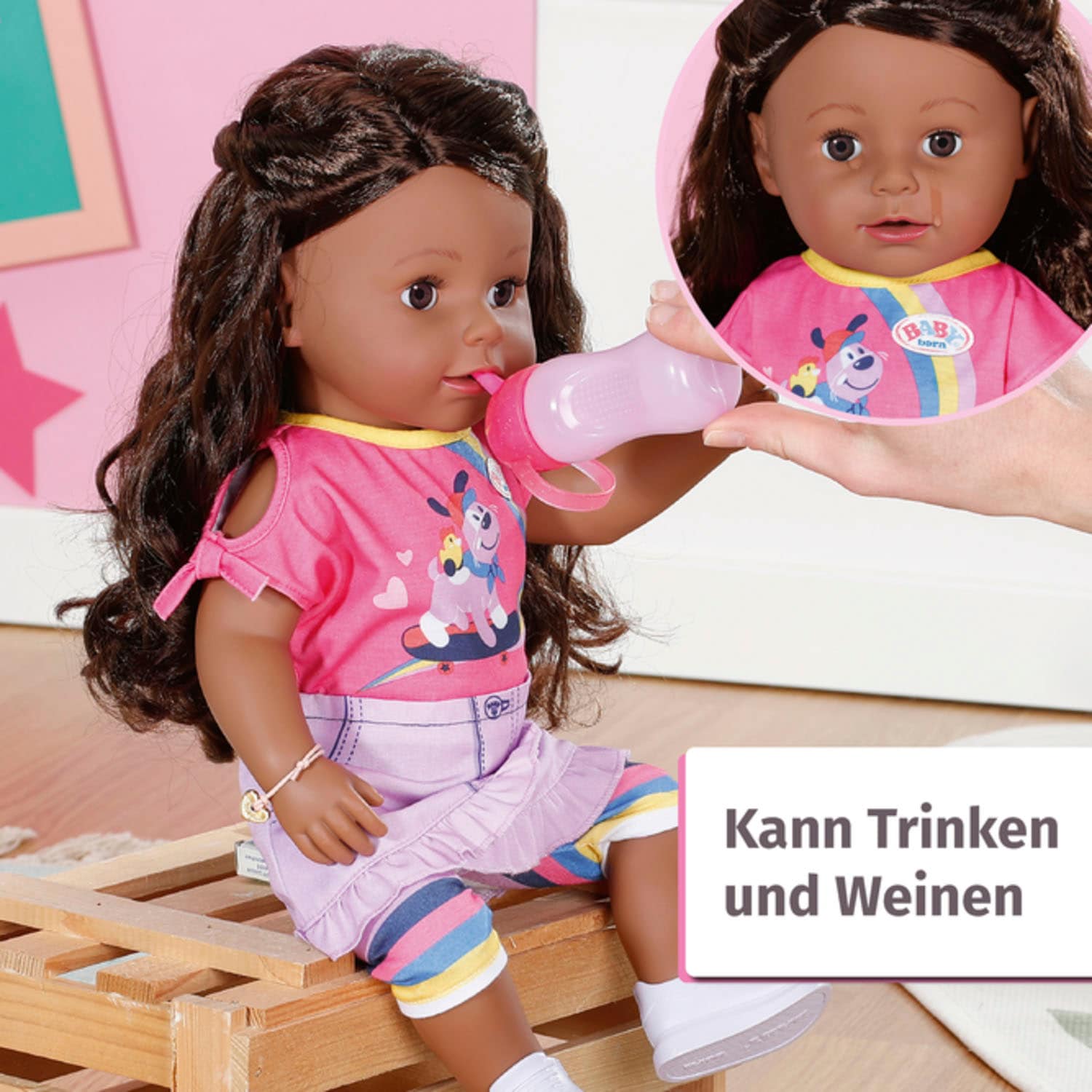 Baby Born Stehpuppe »Sister, Dolls of Colour, 43 cm«, mit lebensechten Funktionen
