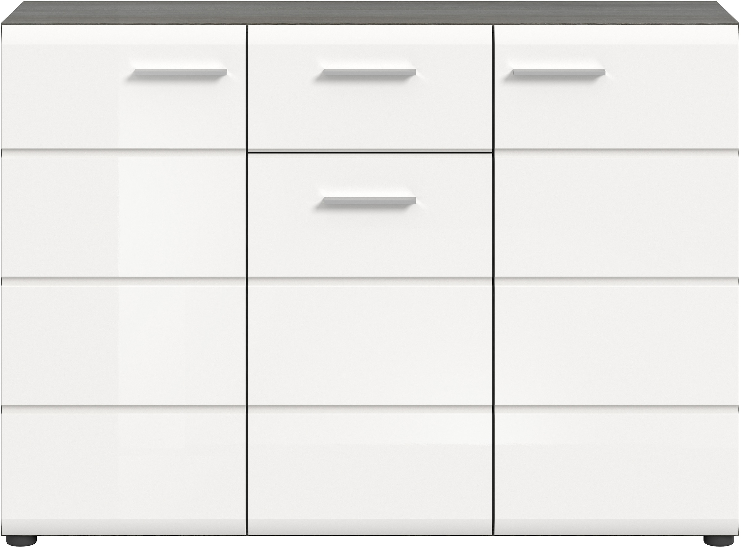 INOSIGN Sideboard »Rumba, Breite 120cm, in Rauchsilber Nachbildung/Weiß Hochglanz«, Kommode, Sideboard, Schrank