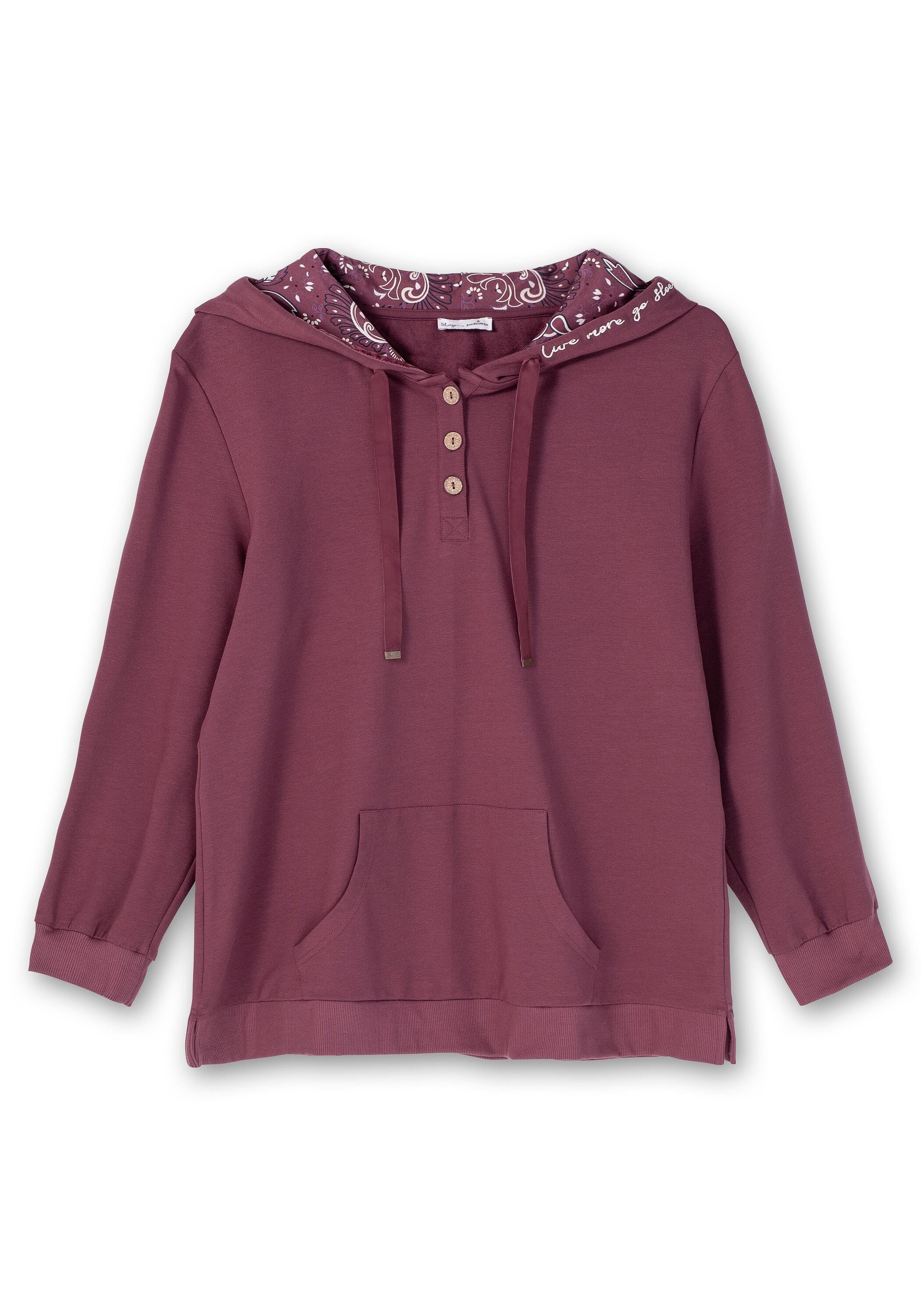 Sheego Kapuzensweatshirt »Kapuzensweatshirt mit Knopfleiste und Kängurutaschen«, mit Knopfleiste und Kängurutaschen