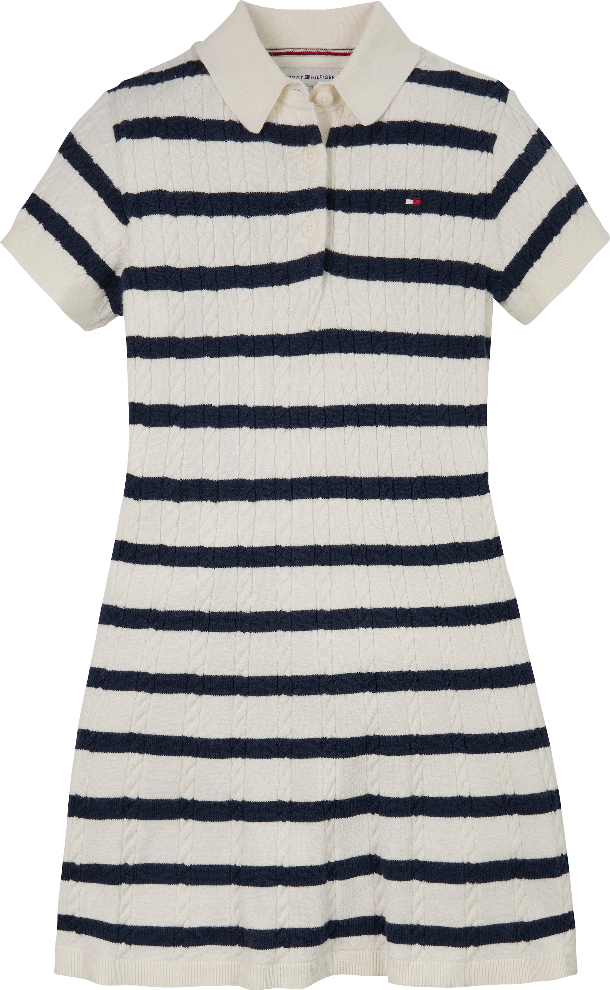 Tommy Hilfiger Strickkleid »SWEATER DRESS SS«, mit Streifenmuster, mit Zopfmuster