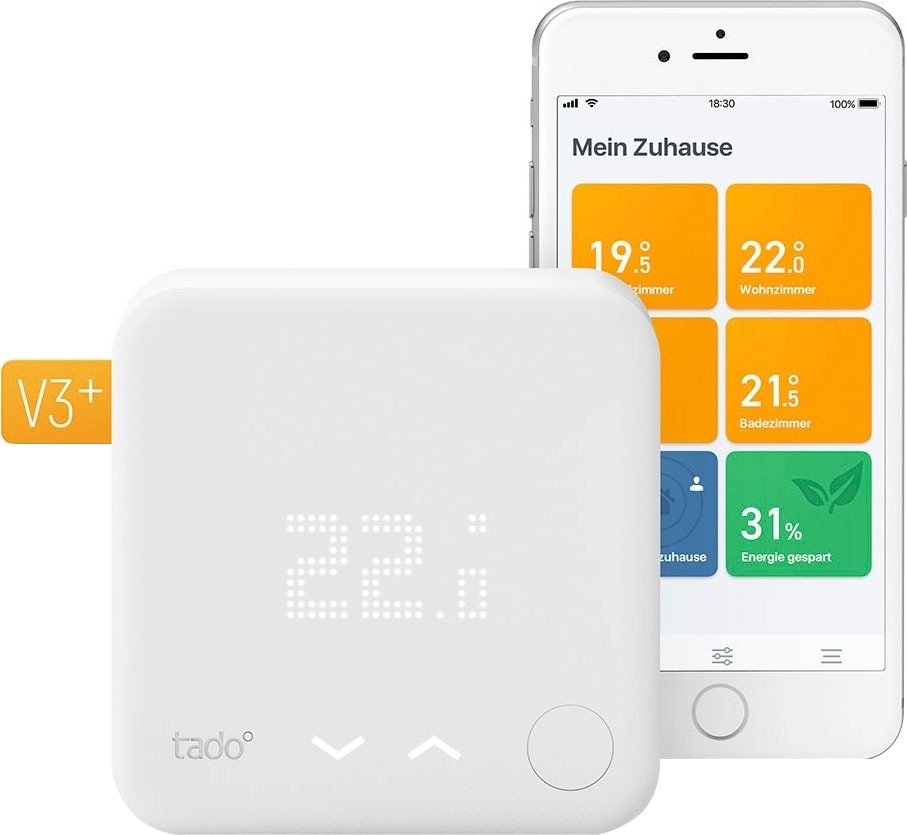 Tado Heizkörperthermostat »Starter Kit - Smartes Thermostat V3+ (Verkabelt) für Heizthermen«