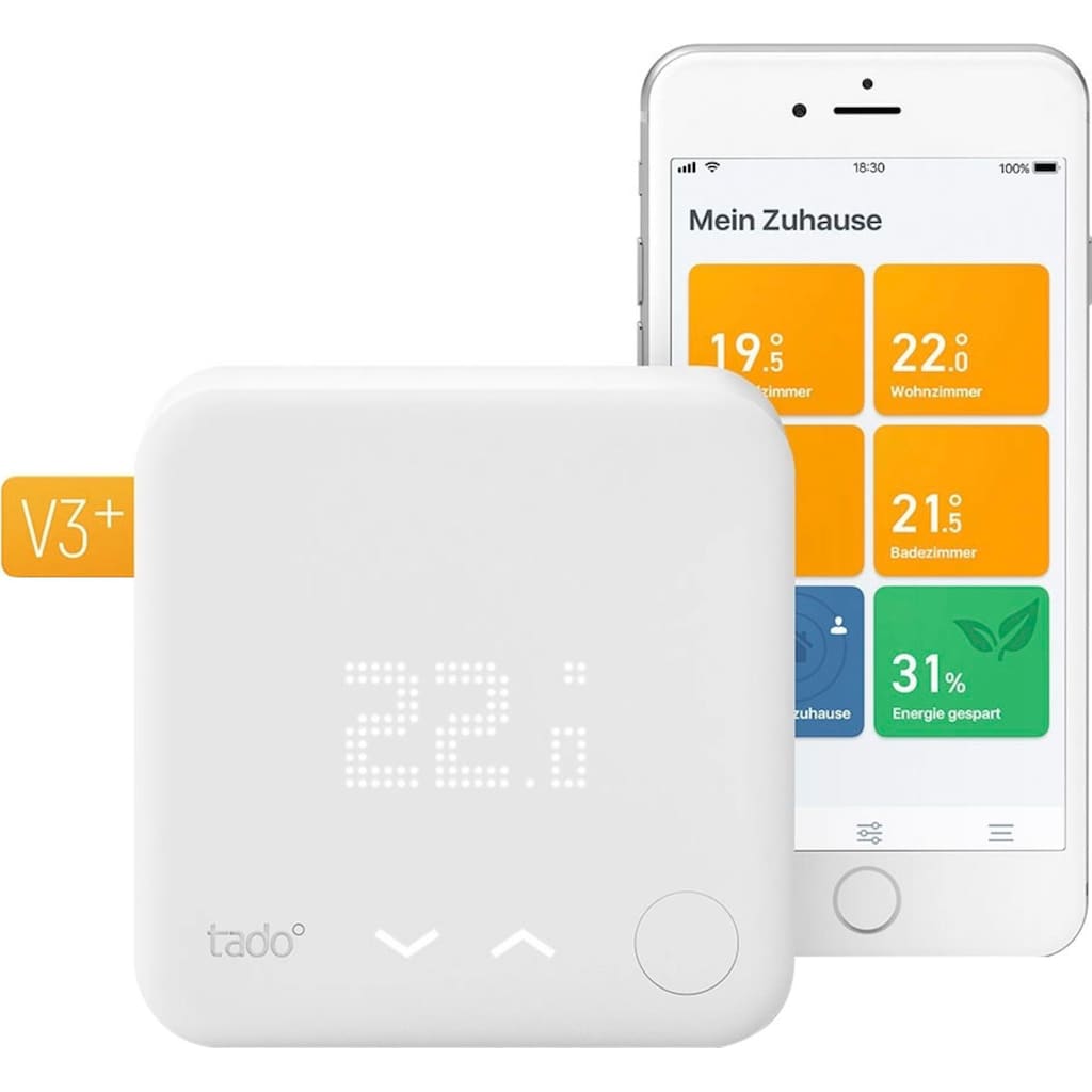 Tado Heizkörperthermostat »Starter Kit - Smartes Thermostat V3+ (Verkabelt) für Heizthermen«