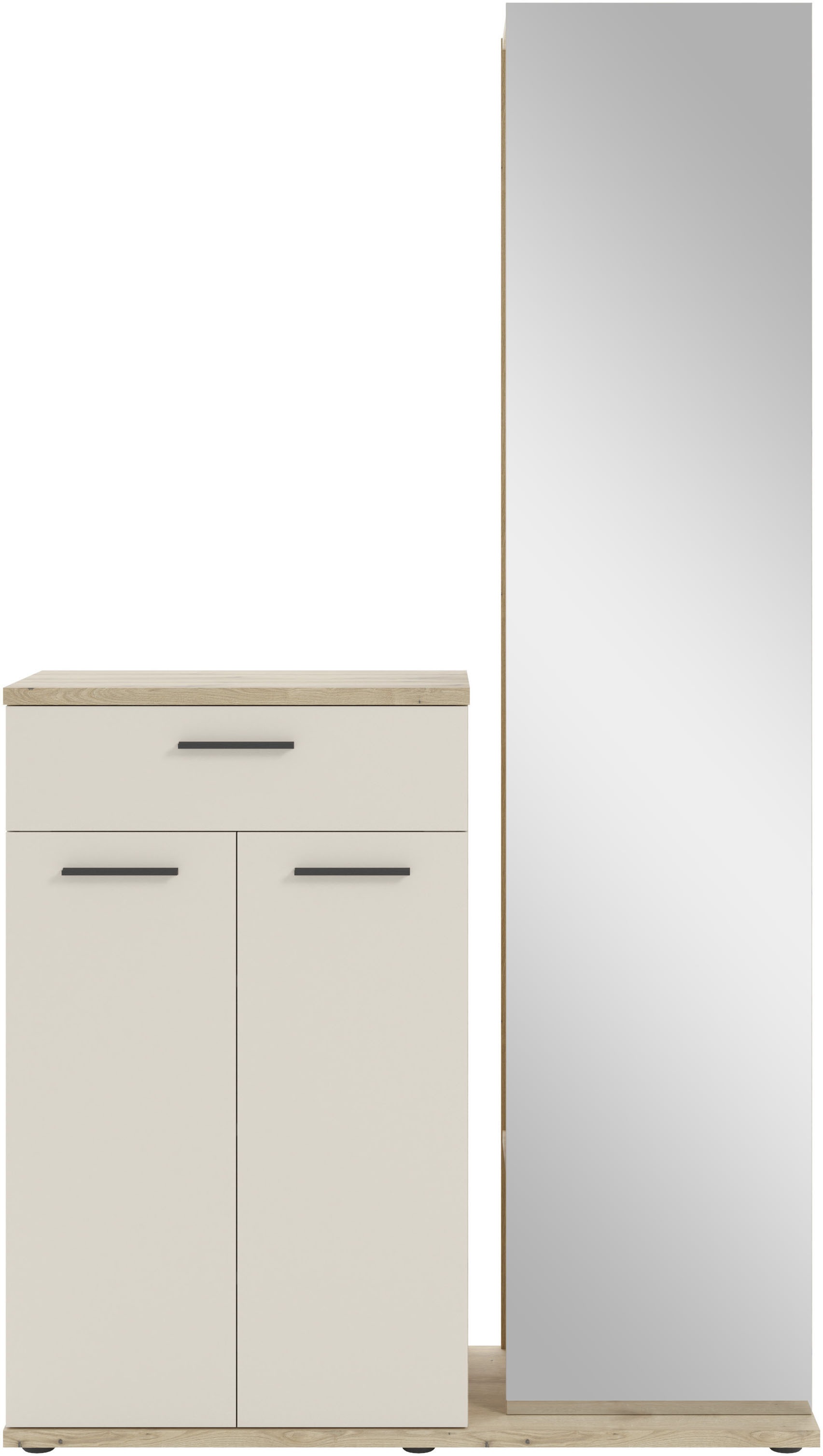 HBZ Garderoben-Set »Kompaktgarderobe, BxHxT 105x188x38 cm mit Spiegel«, (2 St.), Breite 105cm, Softclose, Melaminbeschichtet, Spiegel