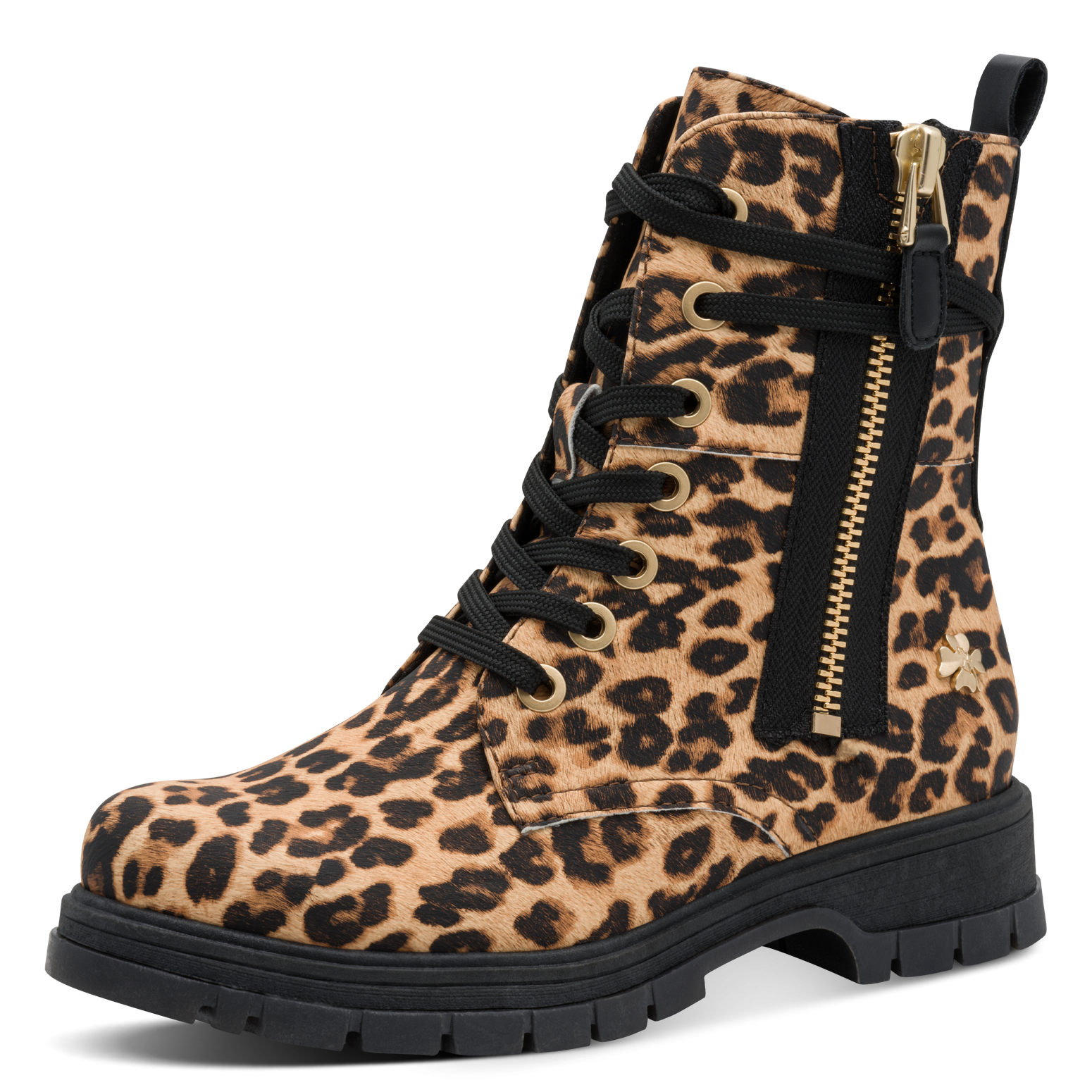 Marco Tozzi By Gmk Damen Schnürboots , Blockabsatz, Schnürstiefelette im Animal Look, Größe 36