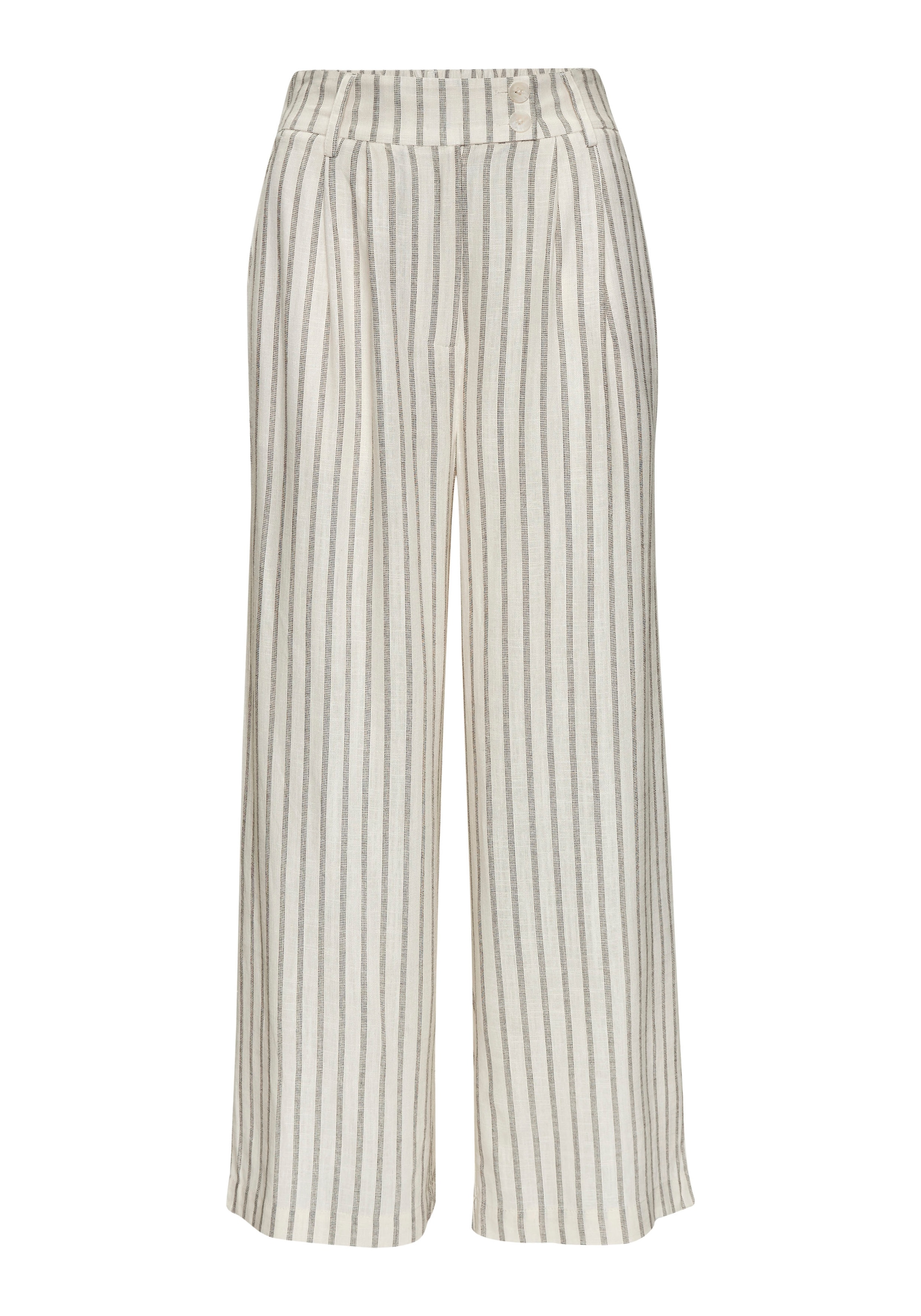 LASCANA Bundfaltenhose, mit Taschen und Knopfdetail, weites Bein, Leinenhose, Sommerhose