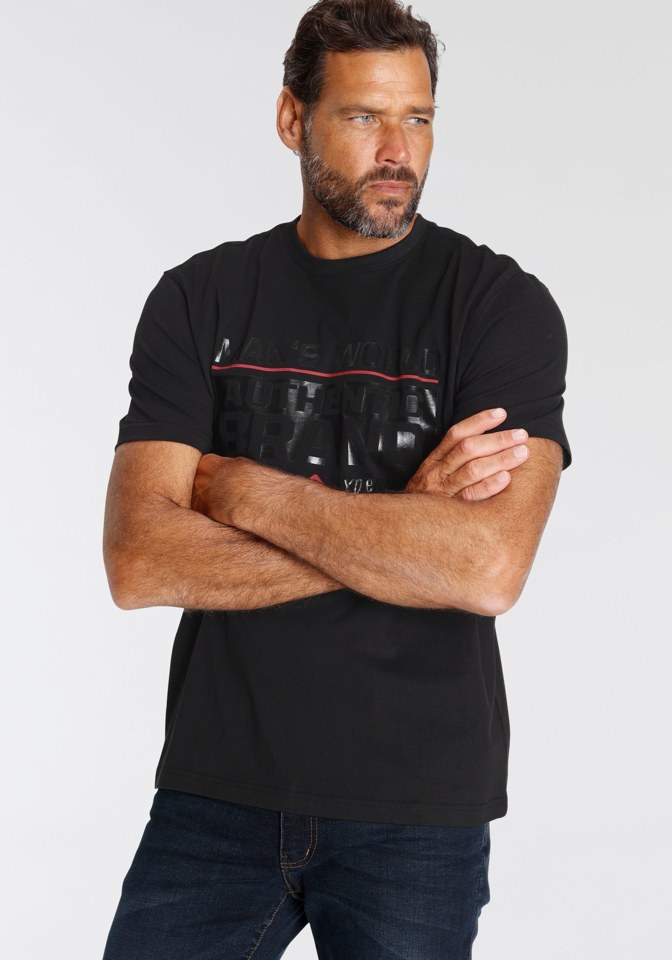 Man\'s World T-Shirt, mit Brustprint OTTO bei leicht shoppen glänzenden online