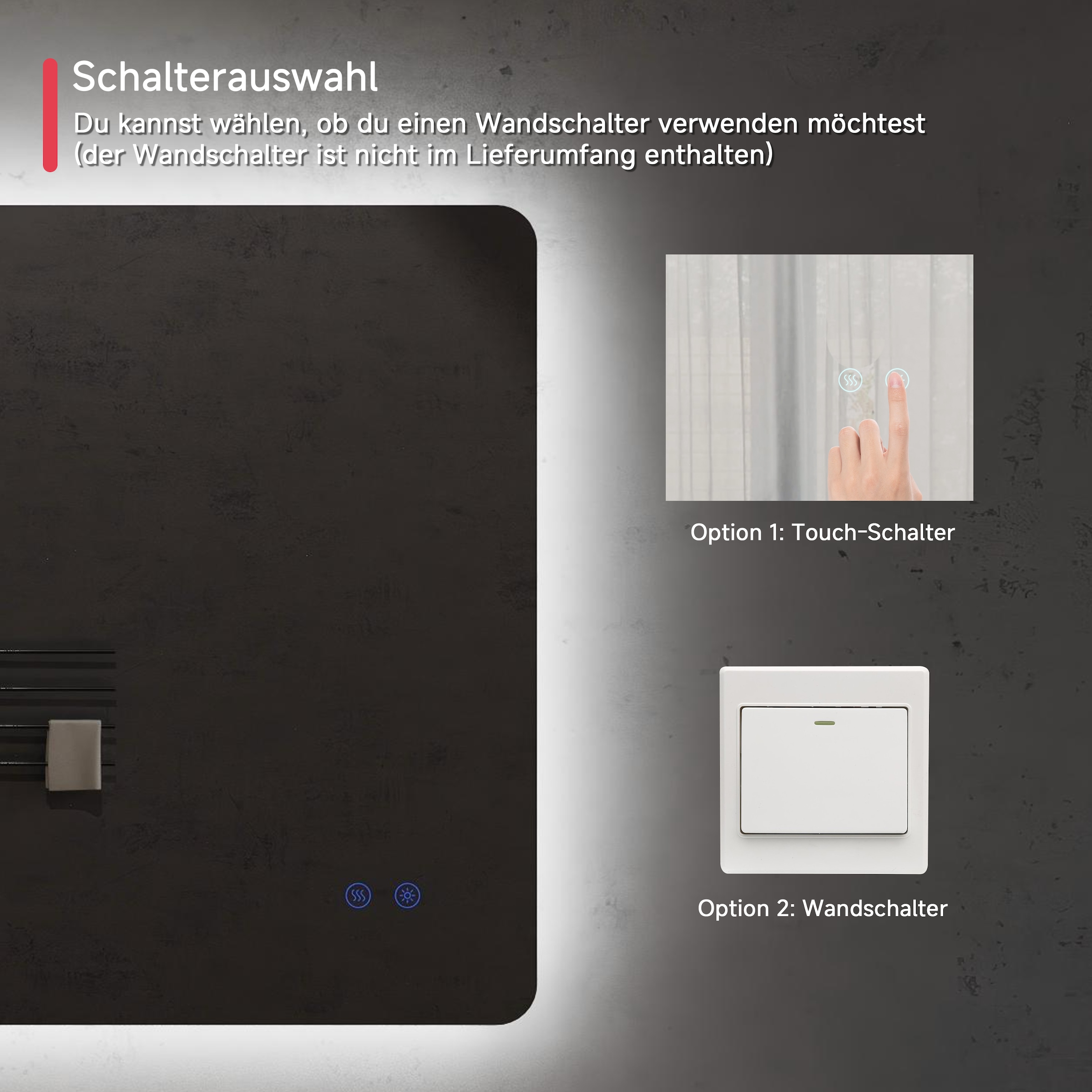 welltime LED-Lichtspiegel »Toledo eckig, Spiegel mit LED Beleuchtung, Badspiegel« mit Anti-Fog Beschichtung