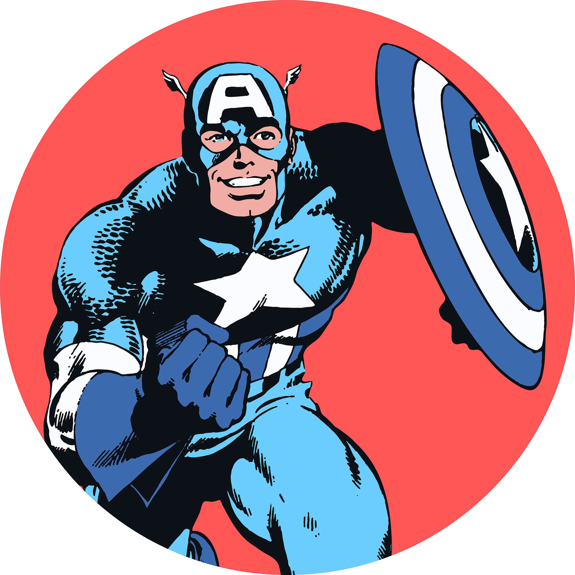 Wandtattoo »Marvel PowerUp Captain America«, (1 St.), 125x125 cm (Breite x Höhe), rund...