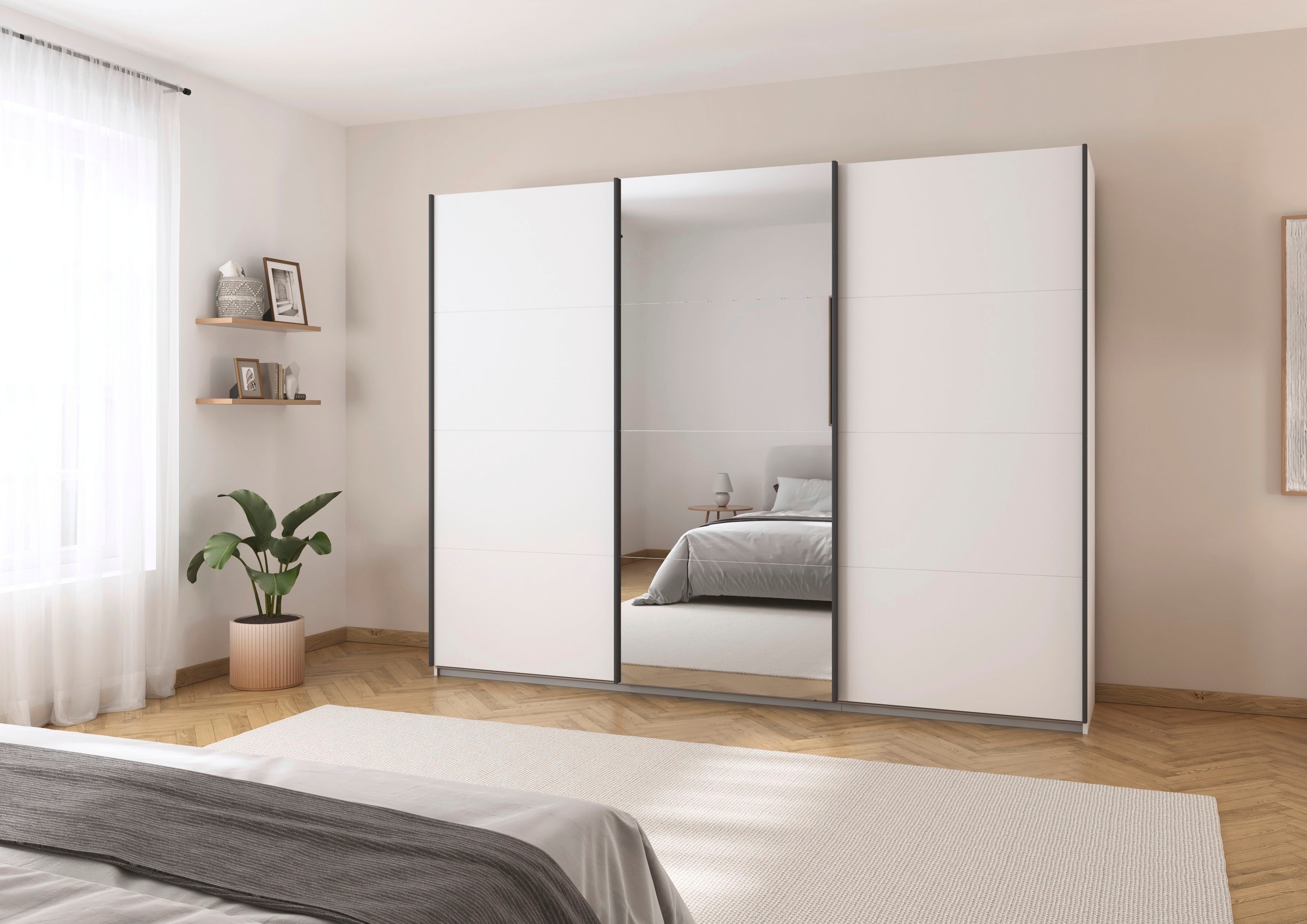 rauch Schwebetürenschrank »Kleiderschrank Schrank Garderobe AGORDO«, (in zwei Griff-Farben), Top Innenausstattung, in 4 Breiten und 2 Höhen MADE IN GERMANY