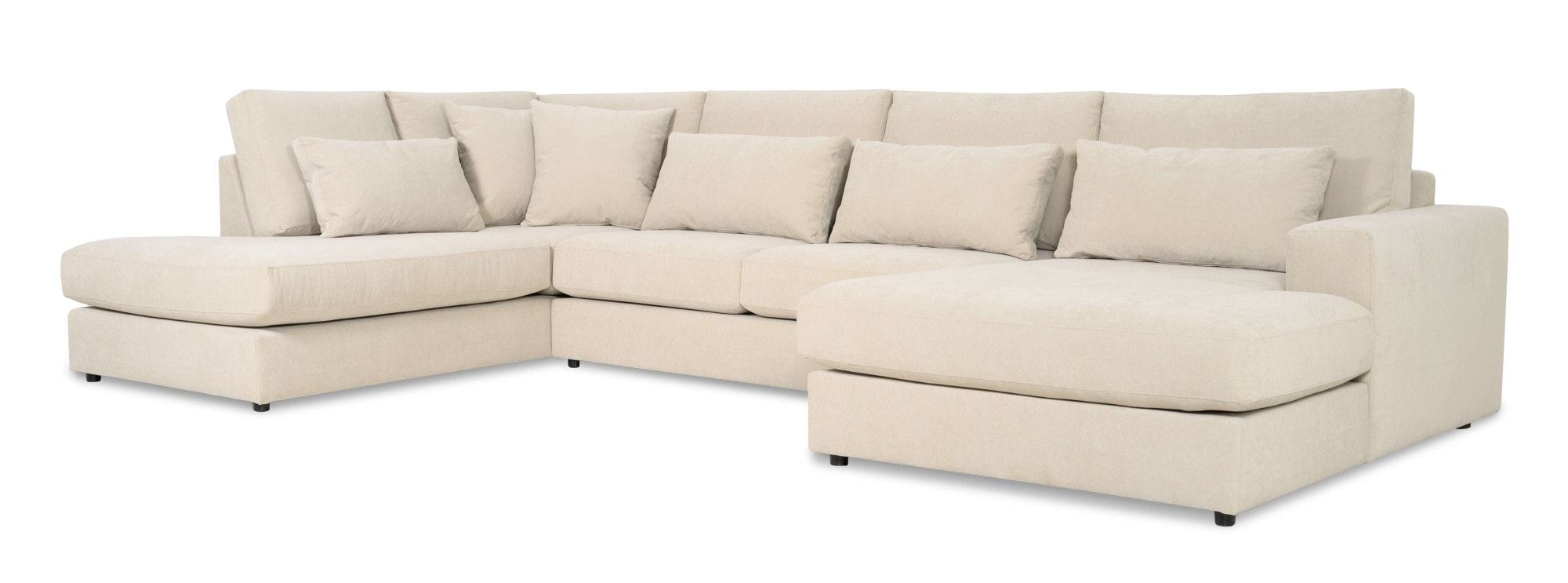OTTO home Wohnlandschaft »Nivette, weiches Chenille« Breite 386 cm, U-Form, bodentief, 6 Zierkissen inkl.