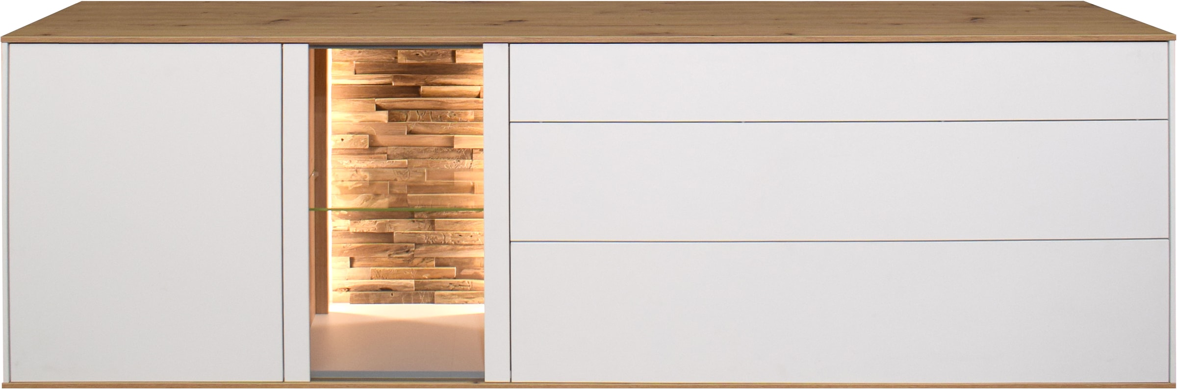 Mäusbacher Lowboard Faro Lowboard B 207 cm, inkl. Beleuchtung, Push to open Funktion