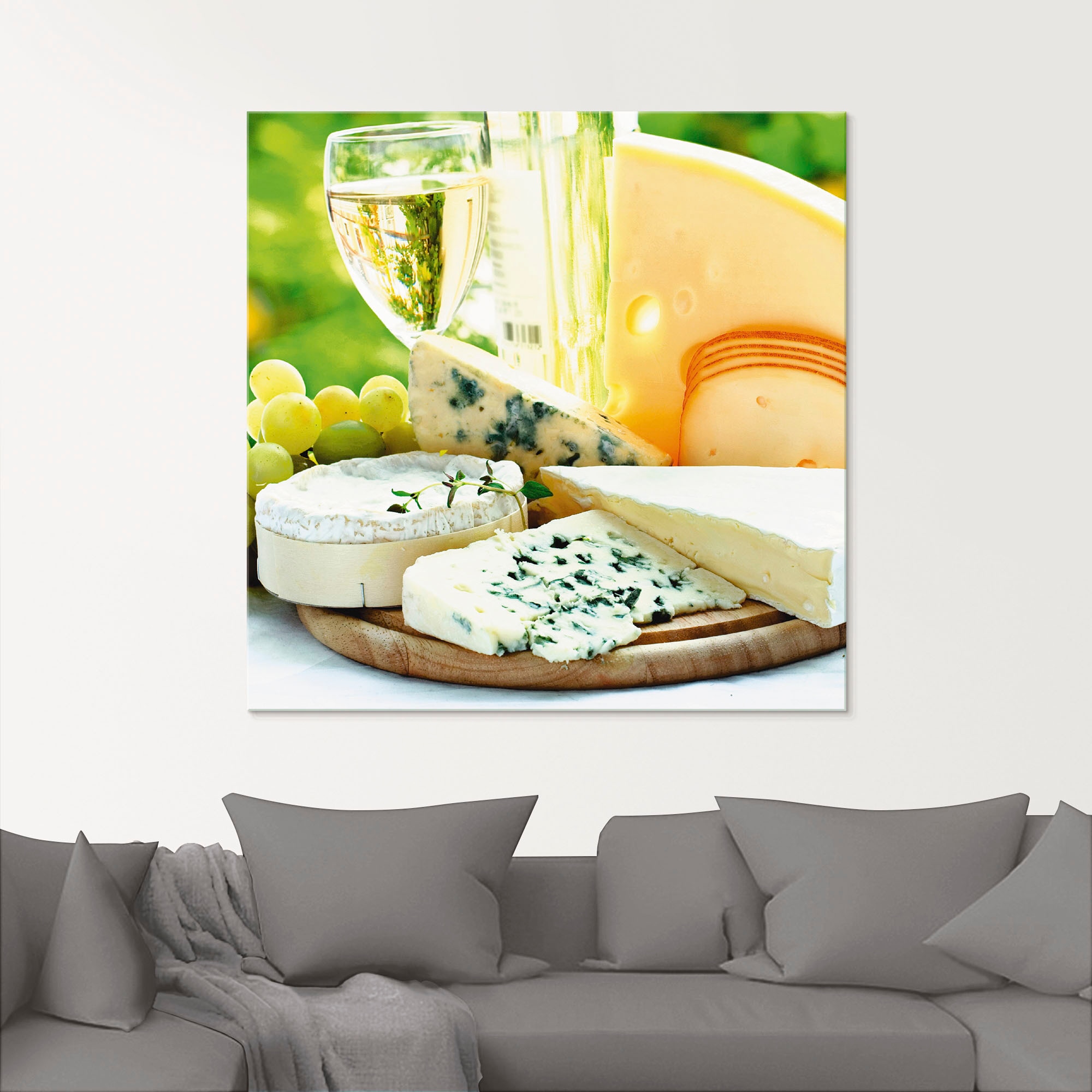 Artland Glasbild »Käse & Wein« Lebensmittel 1 Stk. tlg. in verschiedenen Größen