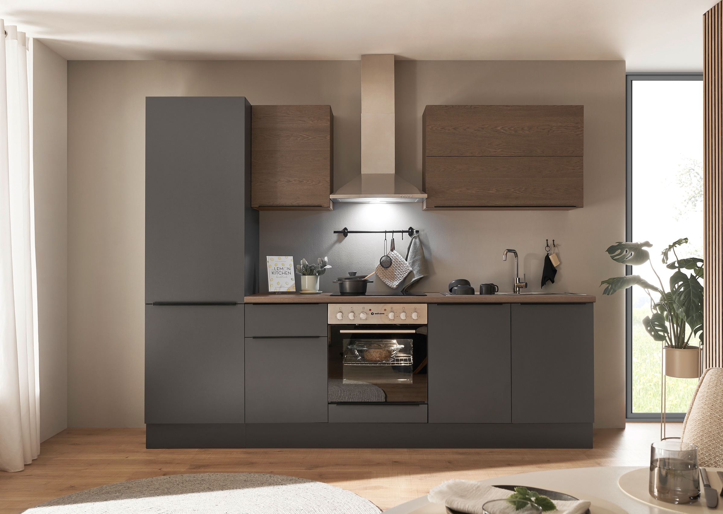 KOCHSTATION Küchenzeile »Cocco B/H/T 270x211x60 cm« Breite 270 cm, wahlweise mit E-Geräten und Induktion