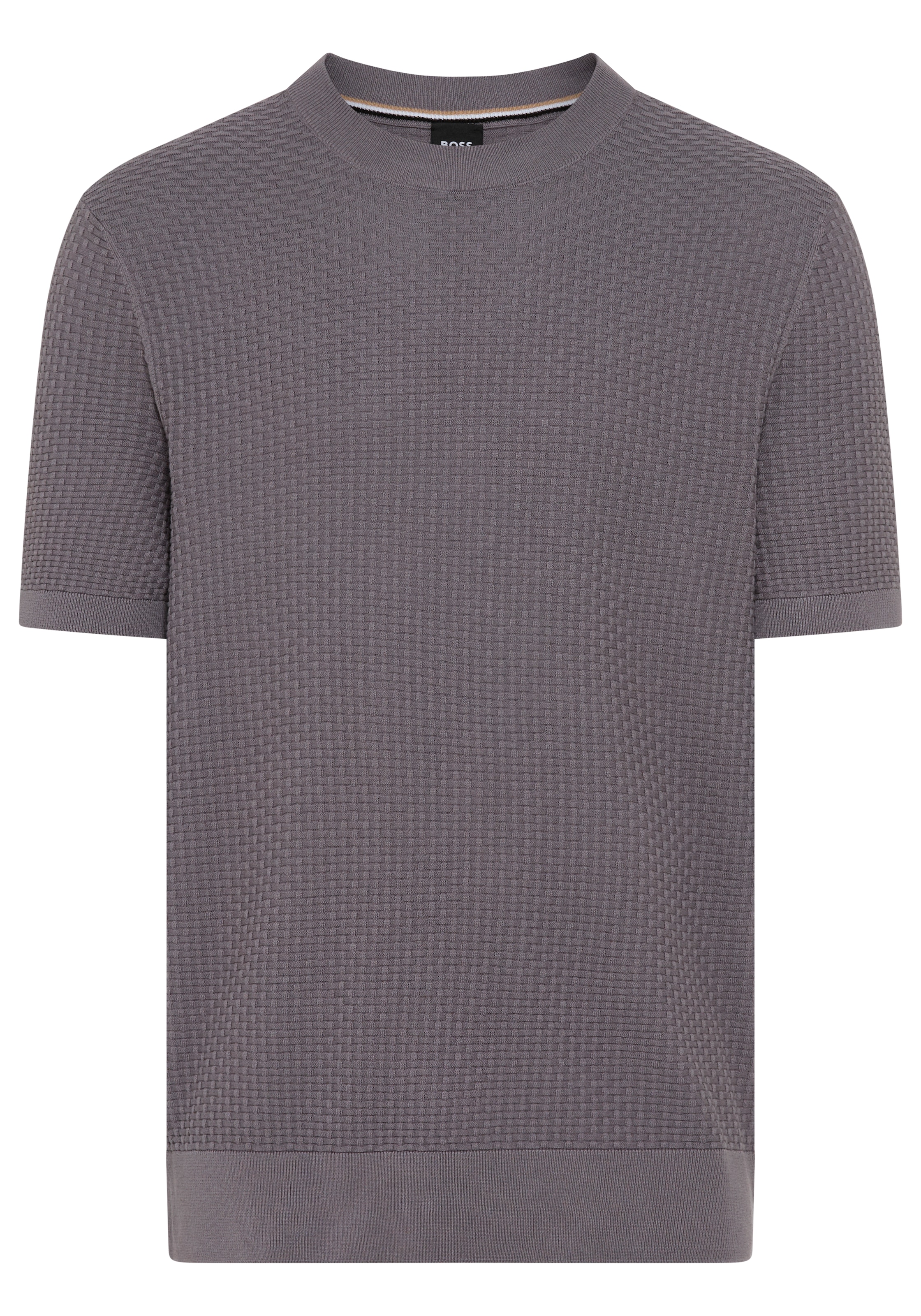 BOSS Kurzarmpullover »Nilton« Premium Menswear Business-Casual-Look, Strukturstrick-Material