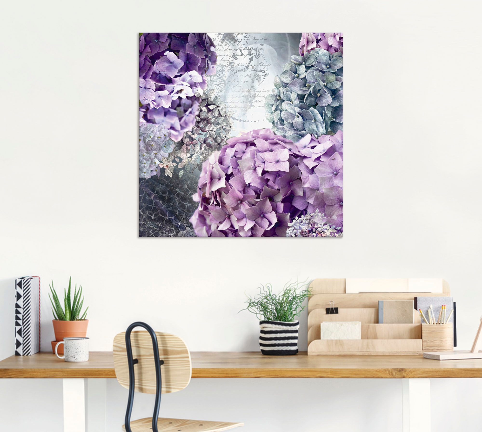 Artland Wandbild »Blau und Grau Hortensie«, Blumen, (1 St.), als Alubild, Outdoorbild, Leinwandbild, Poster in verschied. Größen