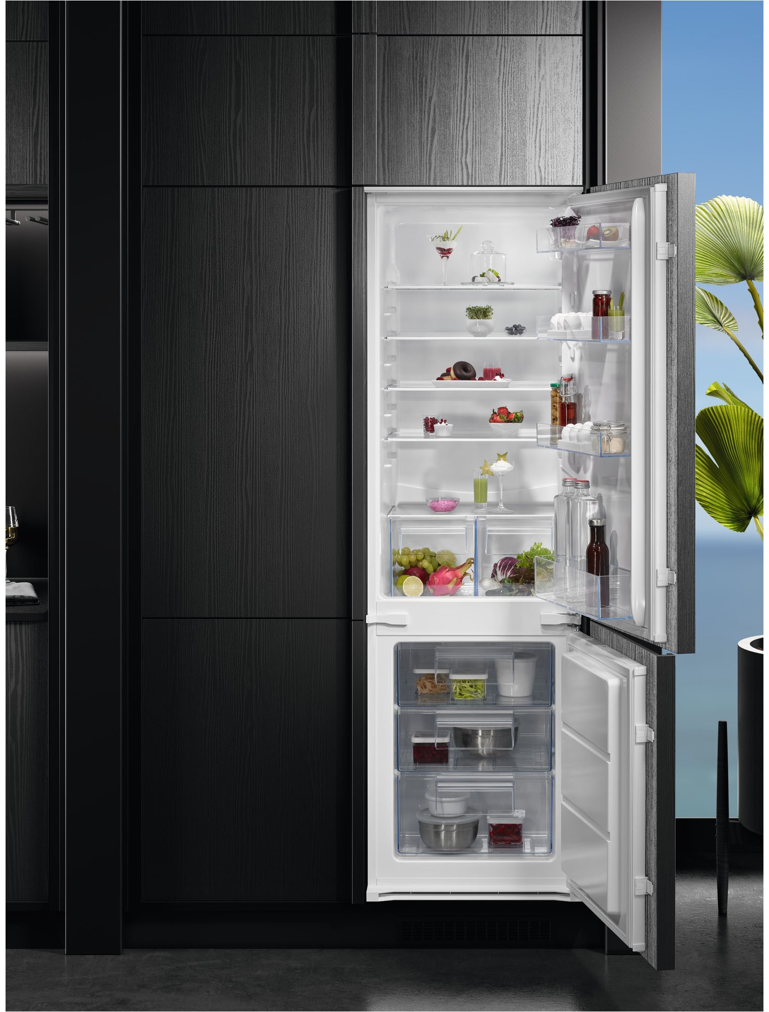 AEG Einbaukühlgefrierkombination Serie 5000 »OSC5S183ES« 177,2 cm hoch 54,6 cm breit 198 Liter, ColdSense - Schützt Lebensmittel, LED-Display, Schlepptür