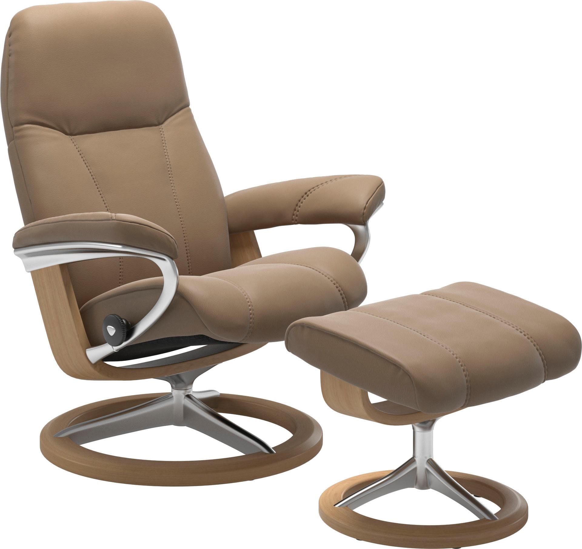 Stressless® Relaxsessel »Consul«, (Set, Relaxsessel mit Hocker), mit Hocker, mit Signature Base, Größe M, Gestell Eiche