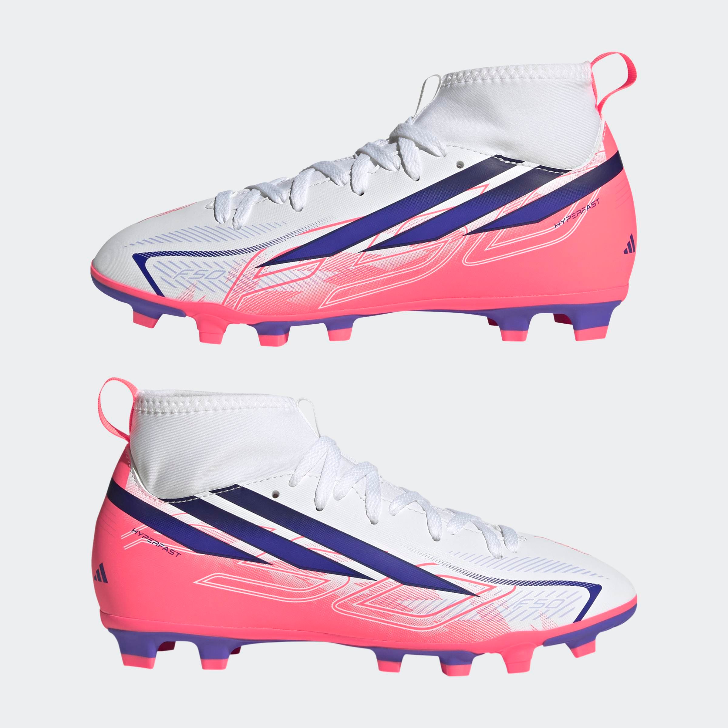 adidas Performance Fußballschuh »F50 HYPERFAST CLUB KIDS , FESTE BÖDEN/GEMISCHTE BÖDEN, HALBHOCH GESCHN«  für viele verschiedene Böden geeignet, für Jugendliche & Kinder