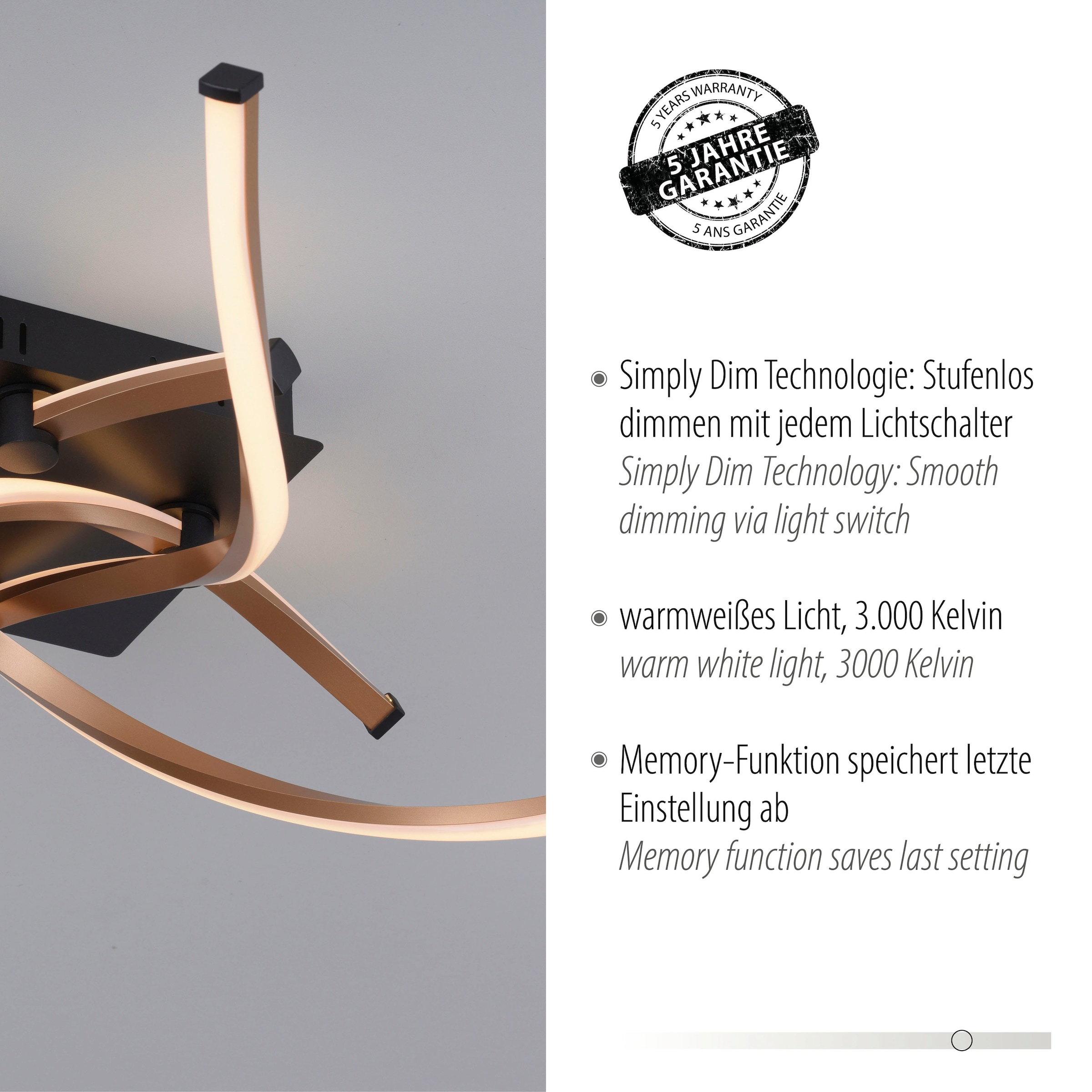 Paul Neuhaus Deckenleuchte »POLINA«, 4 flammig, Leuchtmittel LED-Board | LED fest integriert, LED, Simply Dim