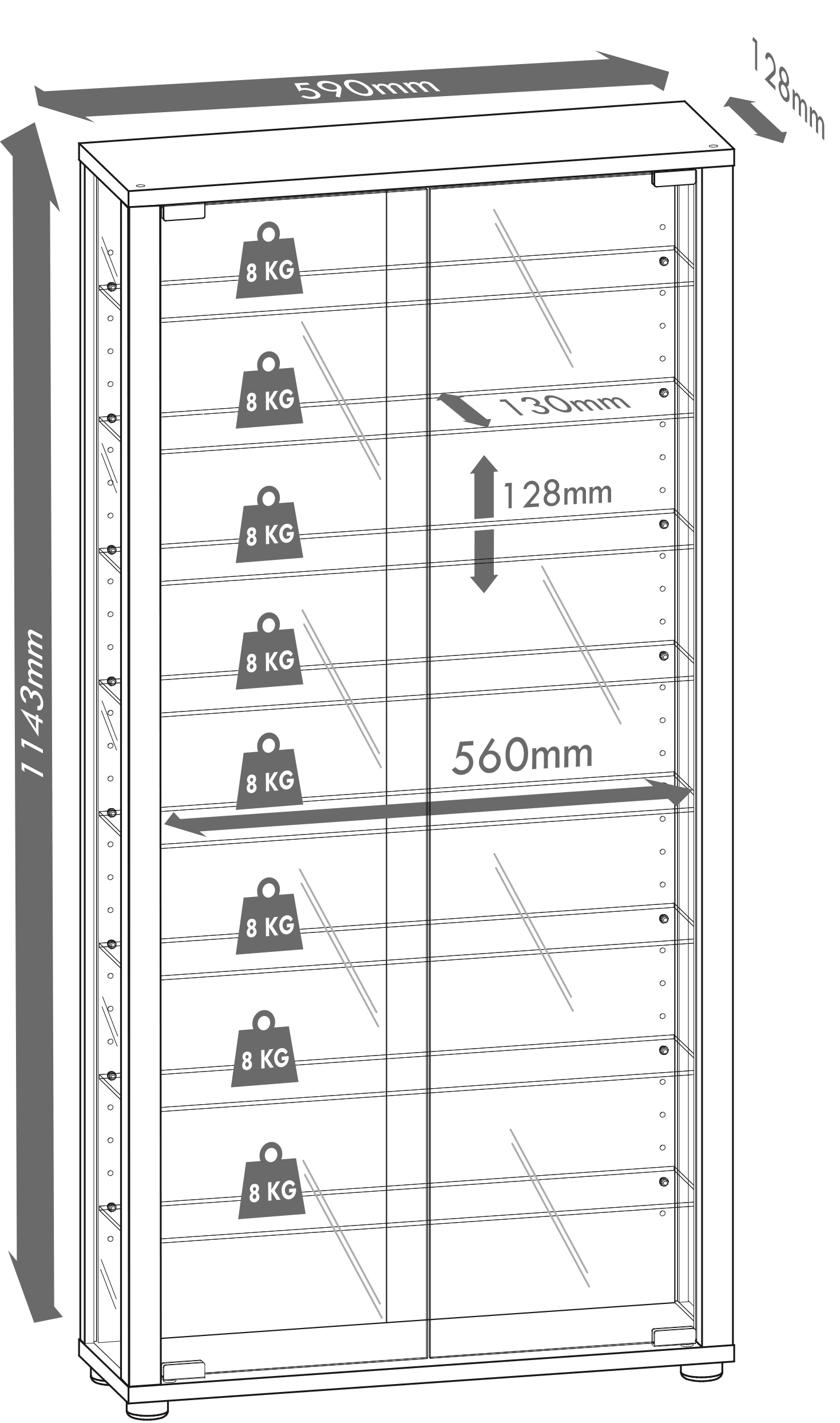 VCM Vitrine »Holz Glas Stand Vitrine Sammelvitrine Lumo Maxi«, (1 St., VCM Lumo)